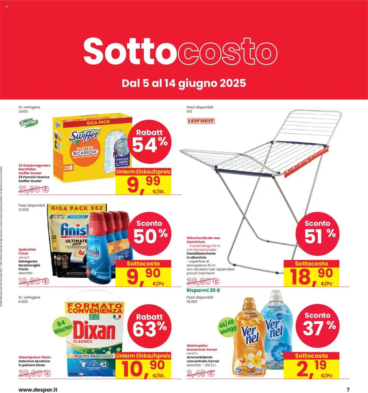 Volantino Interspar del 05.06.2025 | Pagina: 7 | Prodotti: Ammorbidente, Lavatrice, Lavastoviglie, Alluminio