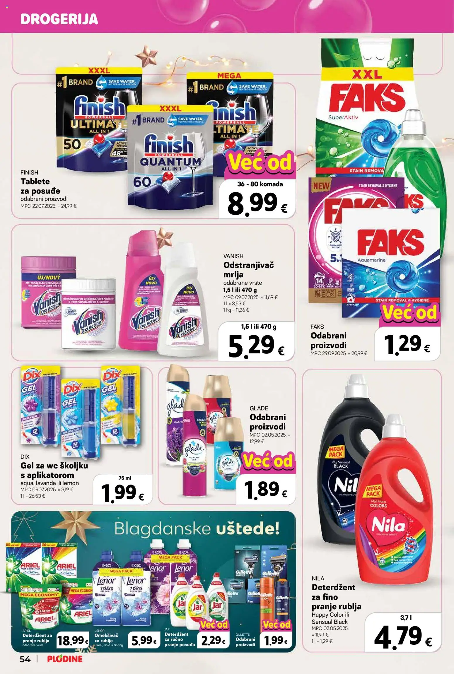 Plodine katalog | vrijedi od 11.12.2025 | Stranica: 54 | Proizvodi: Faks, Omekšivač, Deterdžent, Ariel