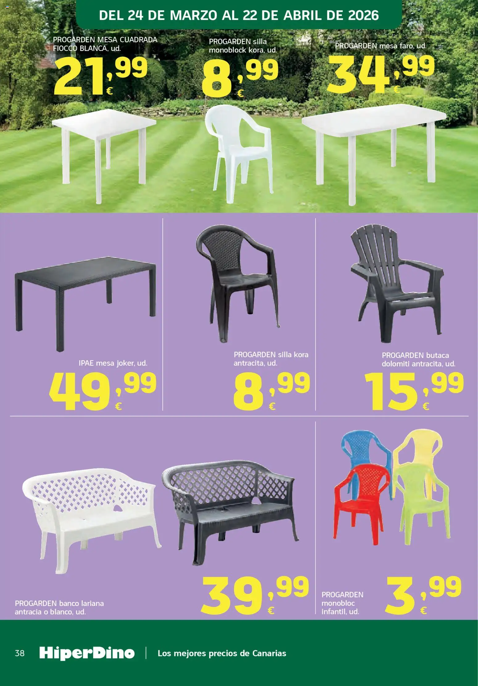 HiperDino folleto │ válido desde el 24.03.2026 | Página: 38 | Productos: Mesa, Silla
