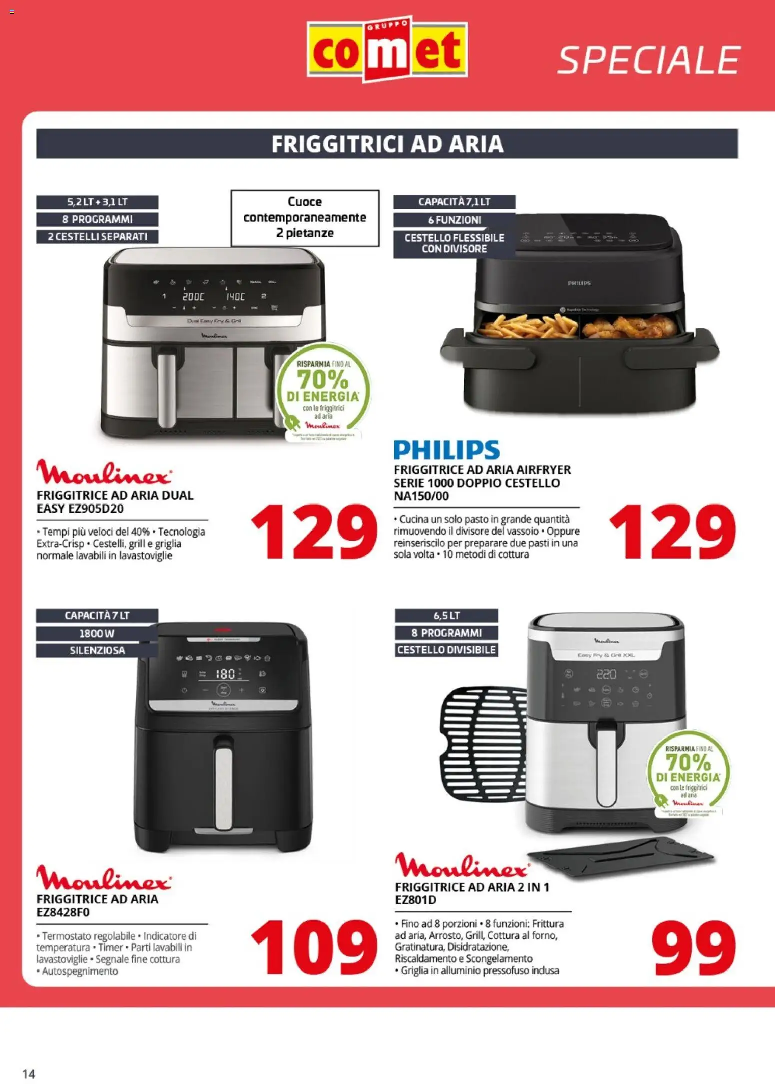 Volantino Comet del 23.01.2026 | Pagina: 14 | Prodotti: Friggitrice ad aria, Lavastoviglie, Alluminio, Friggitrice