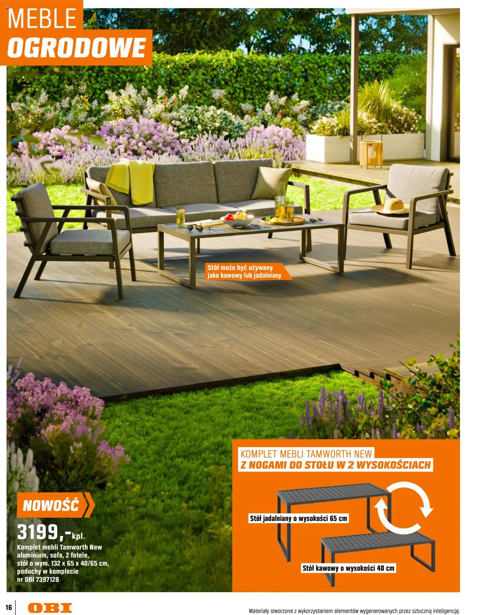 OBI gazetka - Ogród od 11.03.2026 | Strona: 16 | Produkty: Stół, Meble ogrodowe