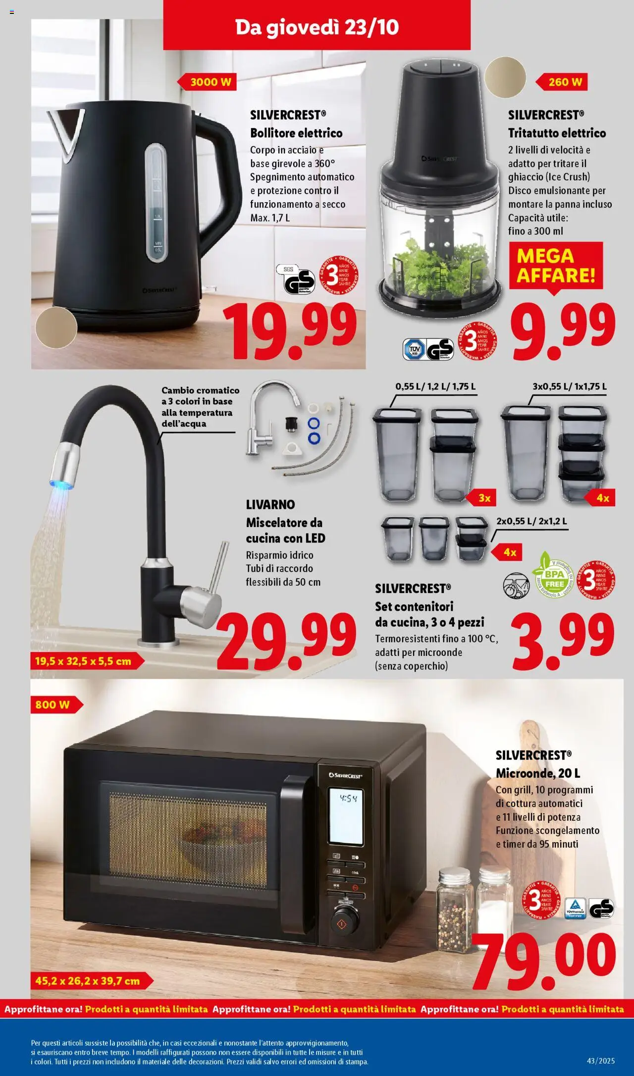 Volantino Lidl del 20.10.2025 | Pagina: 43 | Prodotti: Microonde, Panna, Miscelatore, Disco
