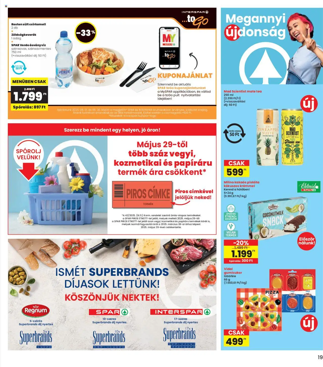 Interspar akciós ujság - amely érvényes a következő dátumtól: 05.06.2025 | Oldal: 19 | Termékek: Piskóta, Zöldségkeverék, Gumicukor, Csirkemell