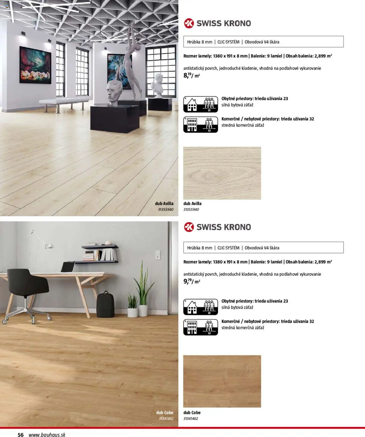 Bauhaus katalóg Podlahové krytiny │ platný od 04.08.2025 | Strana: 56 | Produkty: Lamely