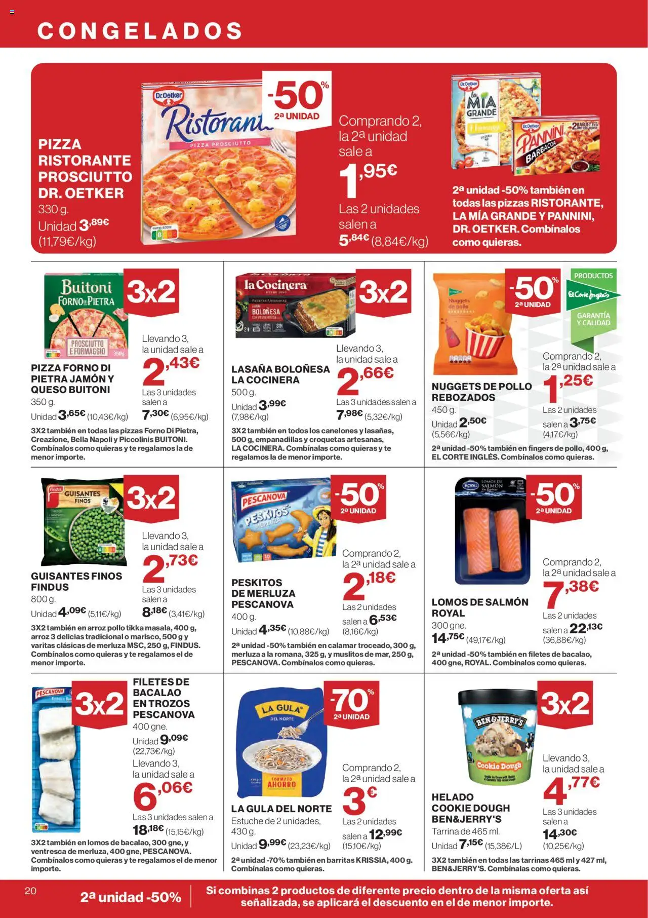 Hipercor catálogo │ válido desde el 25.09.2025 | Página: 20 | Productos: Queso, Jamón, Pizza, Lasaña