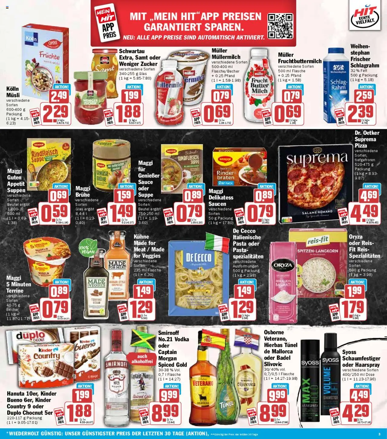 HIT Prospekt 	 - gültig ab dem 21.07.2025 | Seite: 3 | Produkte: Kolln, Maggi, Smirnoff, Pasta