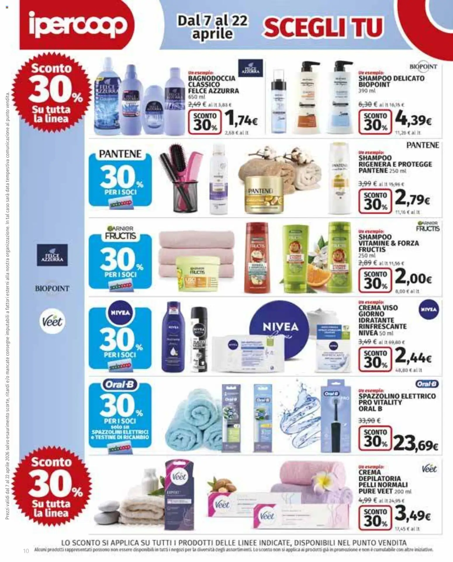 Volantino Ipercoop del 07.04.2026 | Pagina: 10 | Prodotti: Shampoo, Crema, Spazzolino, Spazzolino elettrico