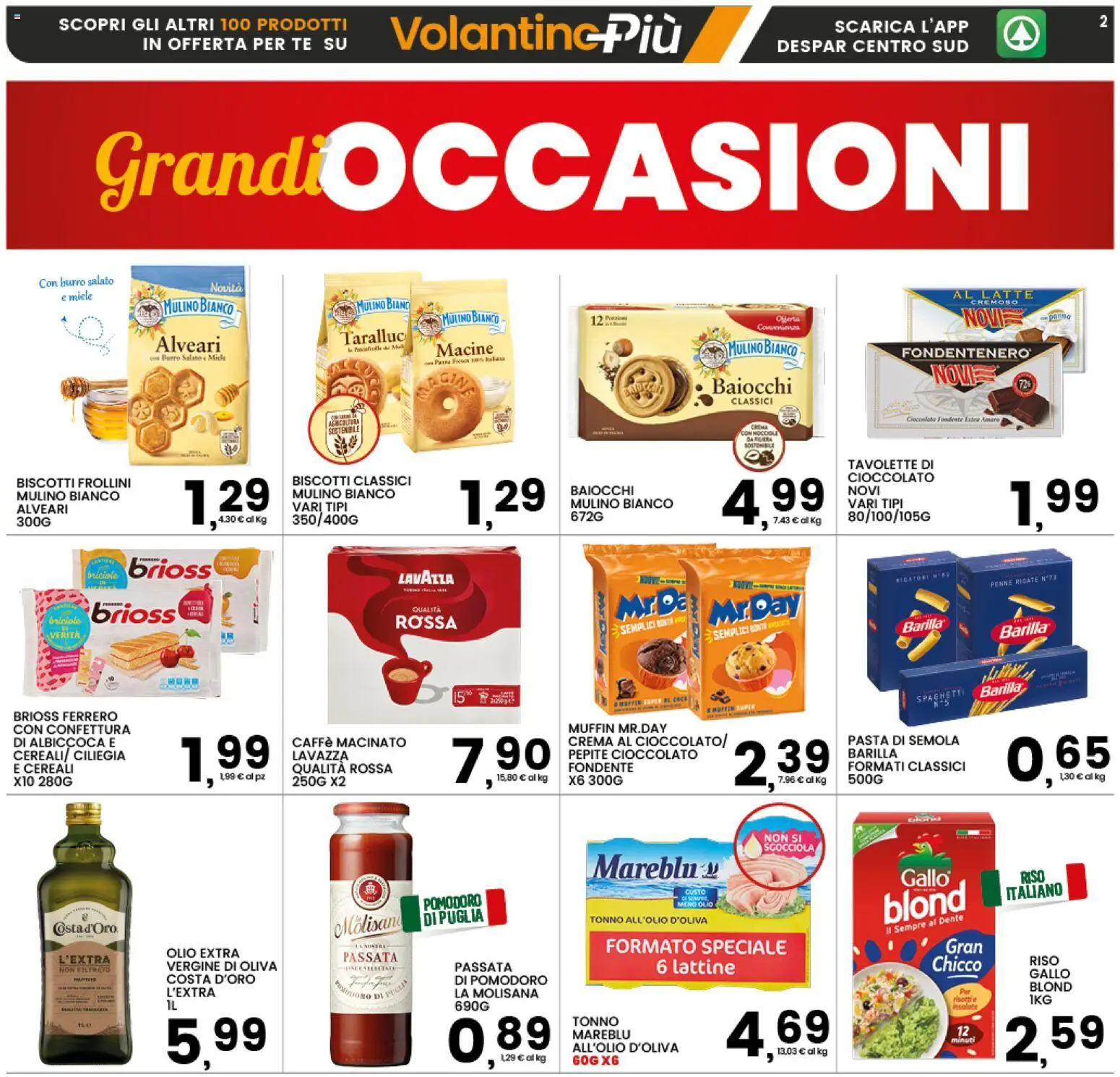Volantino Interspar del 20.01.2026 | Pagina: 2 | Prodotti: Caffè, Panna, Biscotti, Muffin