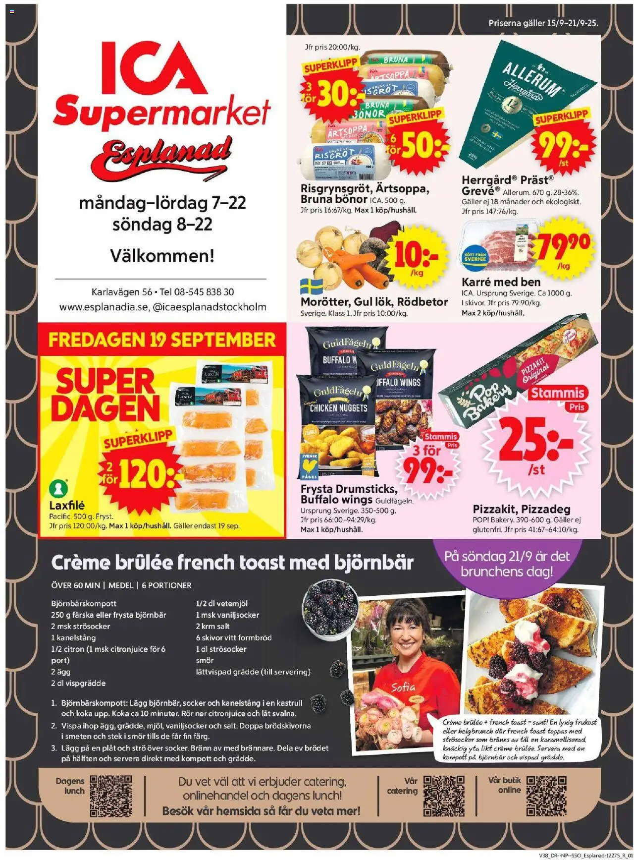 ICA Supermarket reklamblad aktuell från 15.09.2025 | Sida: 1 | Produkter: Salt, Ägg, Björnbär, Bönor