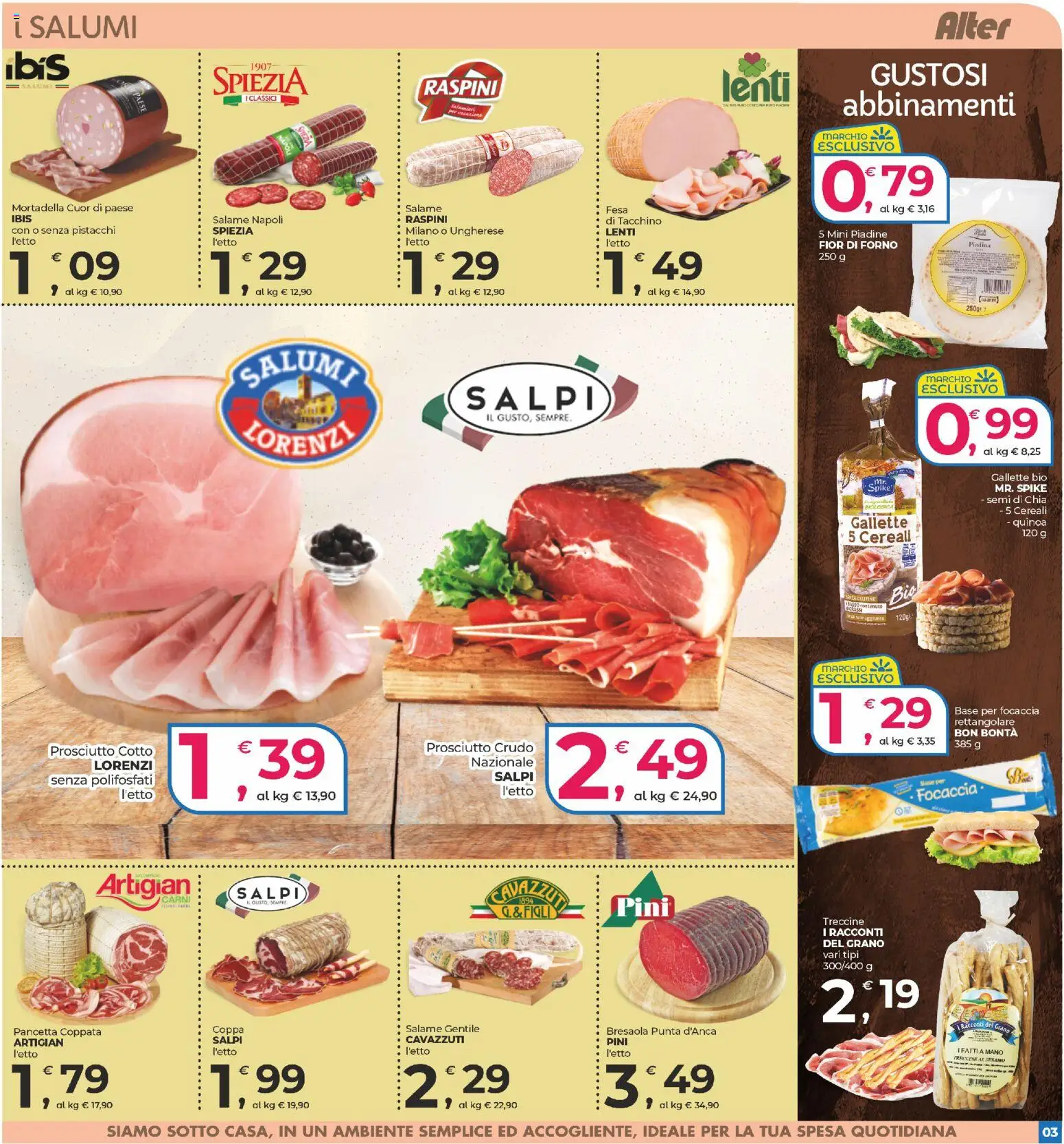 Volantino Alter Discount del 25.11.2025 | Pagina: 3 | Prodotti: Salame, Prosciutto, Gallette, Forno
