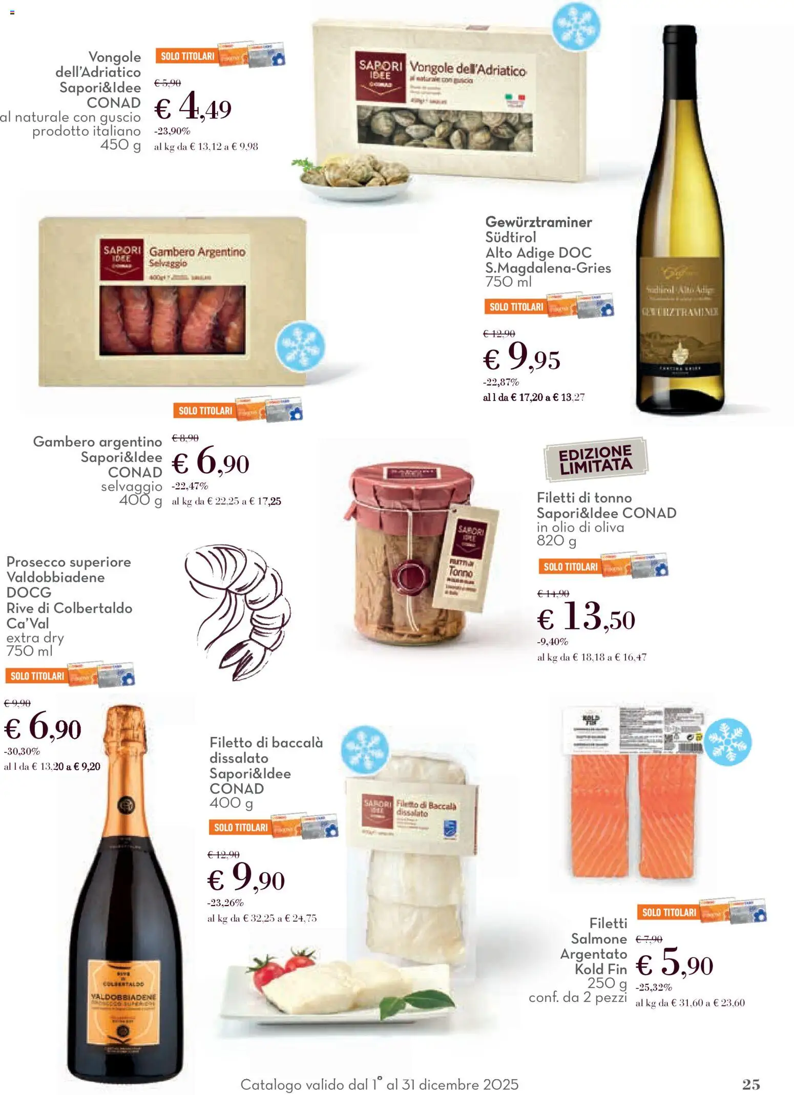 Volantino Conad del 01.12.2025 | Pagina: 25 | Prodotti: Salmone, Prosecco, Olio, Tonno