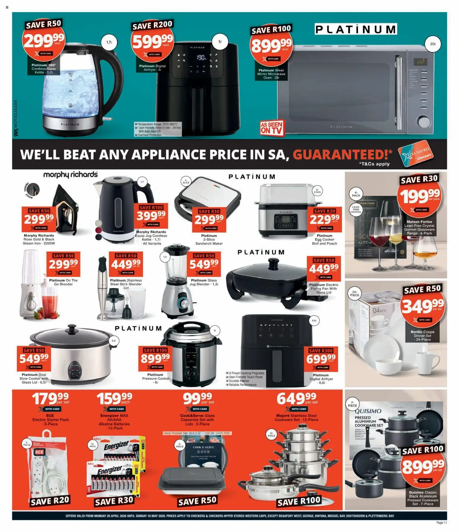 New Checkers catalogue – valid from 20.04.2026 | Page: 11 | Products: Sandwich maker, Blender, Pressure cooker, Eggs