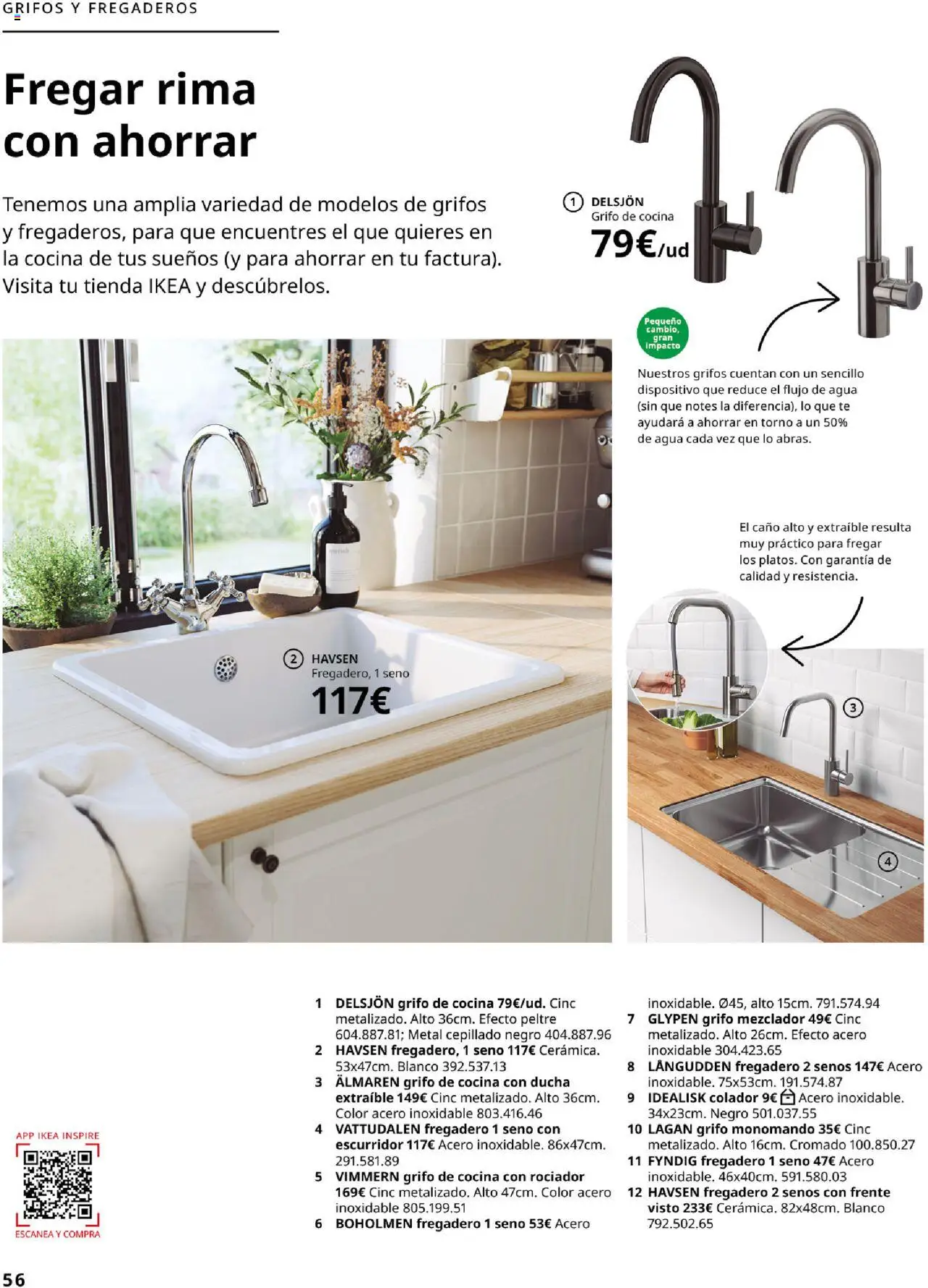 Catálogo IKEA Cocinas │ válido desde el 06.02.2025 | Página: 56 | Productos: Fregadero, Té, Mezclador, Ducha