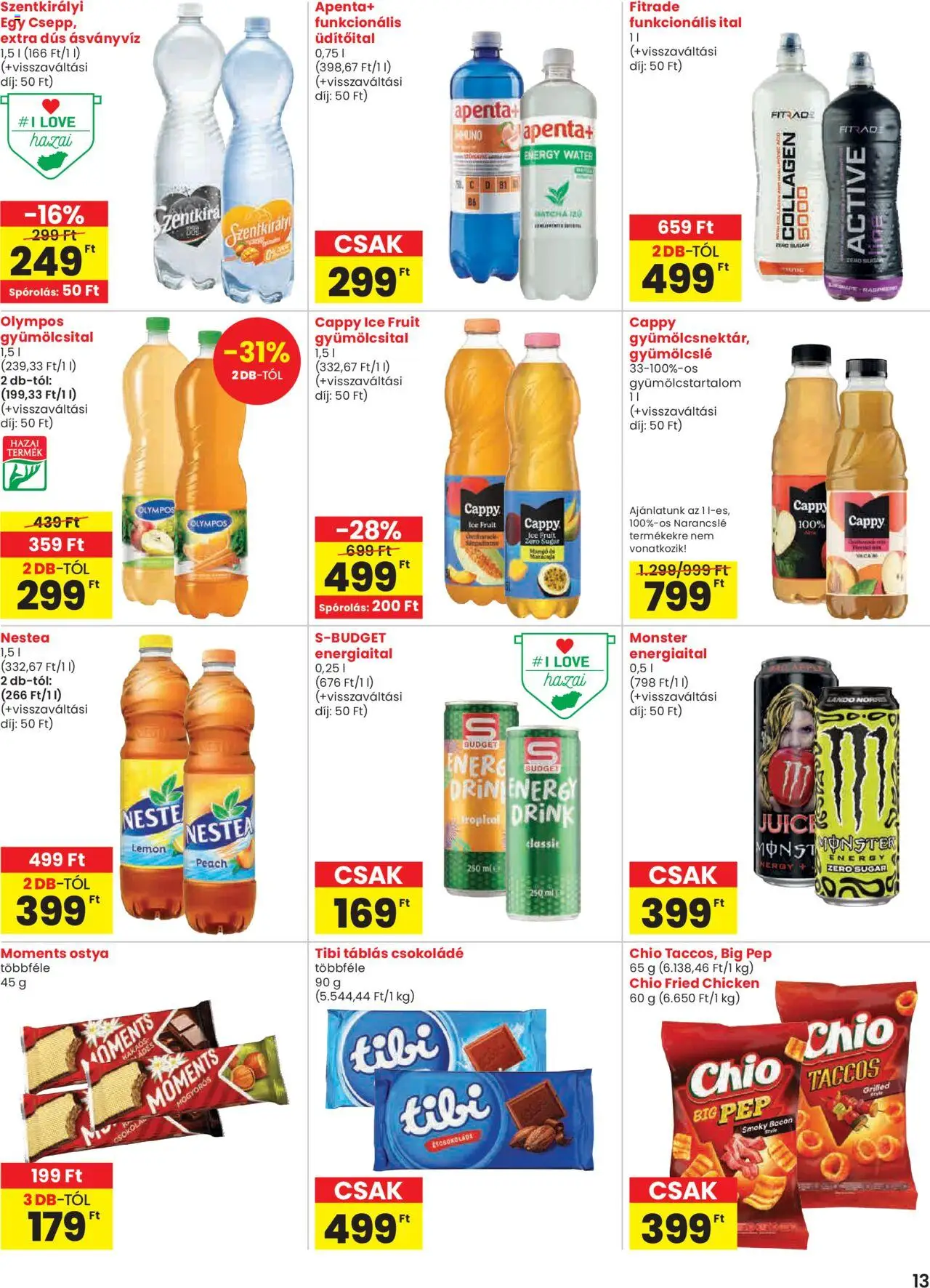 Spar akciós ujság - amely érvényes a következő dátumtól: 24.10.2025 | Oldal: 13 | Termékek: Gyümölcslé, Bacon, Csokoládé, Narancslé