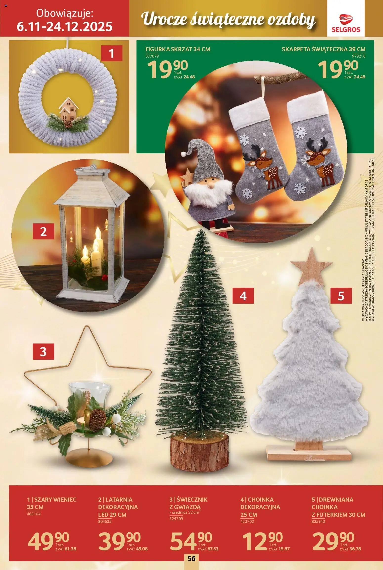 Selgros cash&carry Gazetka - Boże Narodzenie od 06.11.2025 | Strona: 56 | Produkty: Choinka, Wieniec