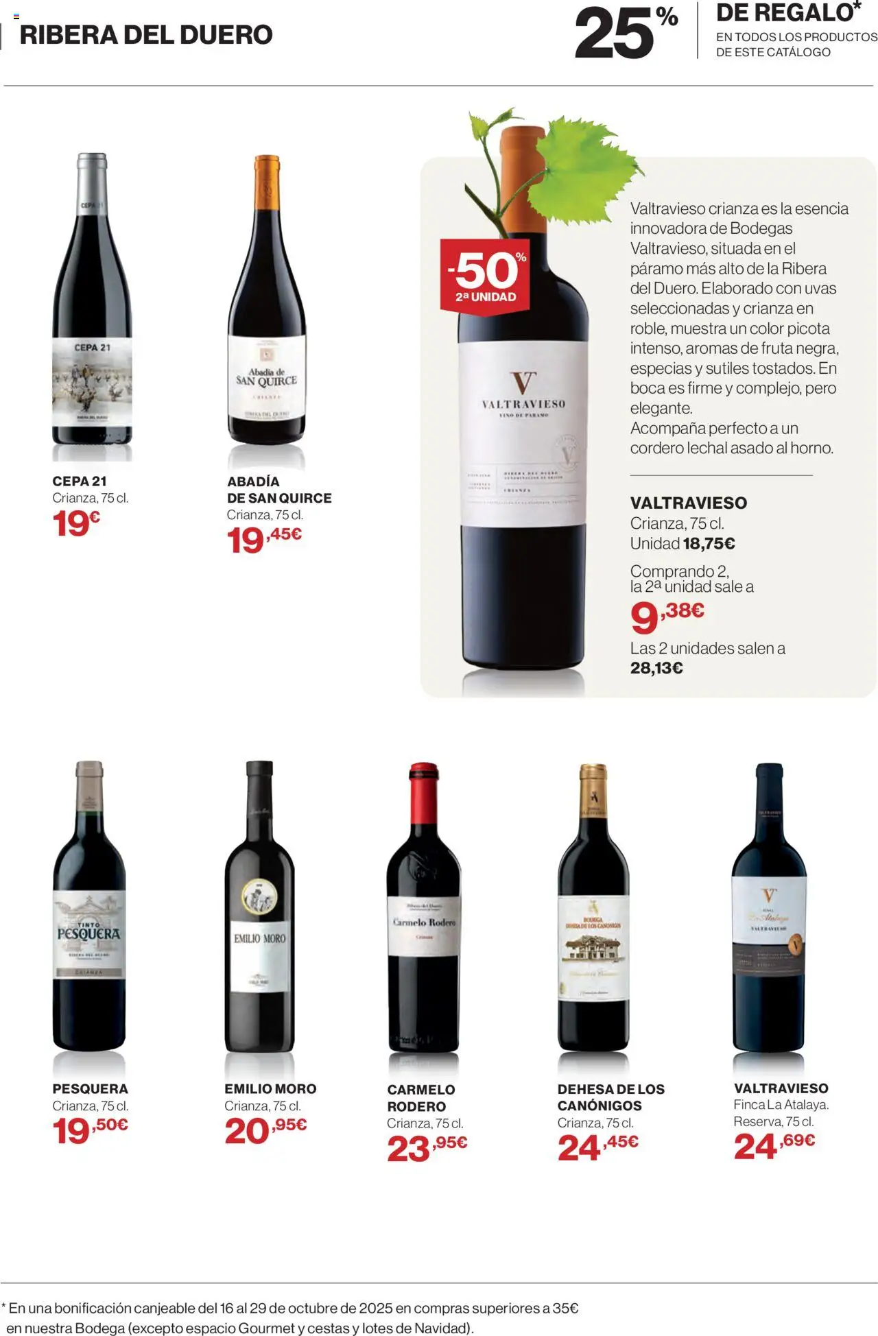 El Corte Inglés ofertas │ válido desde el 02.10.2025 | Página: 13 | Productos: Τζίντζερ, Vino, Φίλτρο καφέ