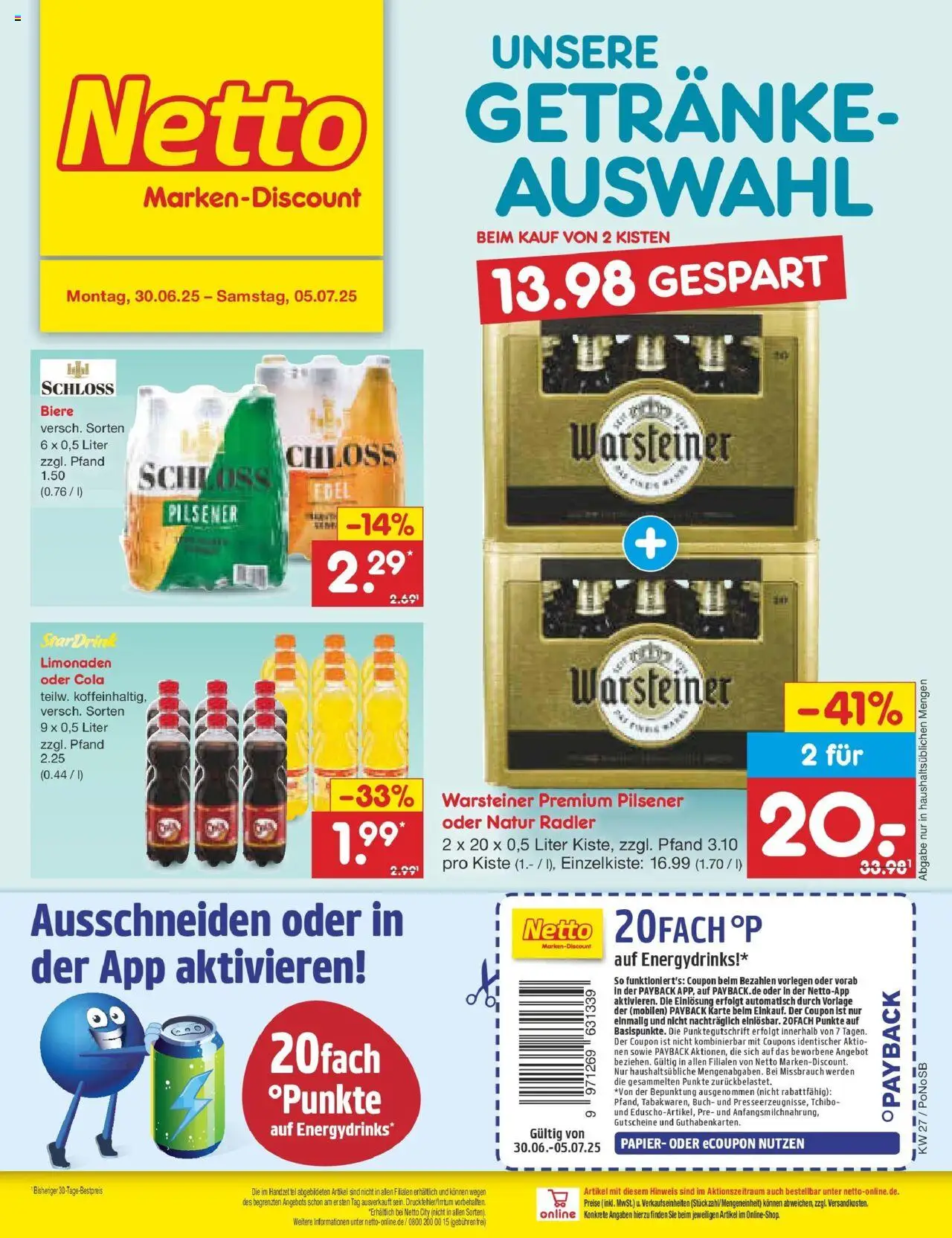 Netto Marken-Discount prospekt Amberg	 - gültig ab dem 29.06.2025 | Seite: 28 | Produkte: Cola, Radler, Warsteiner