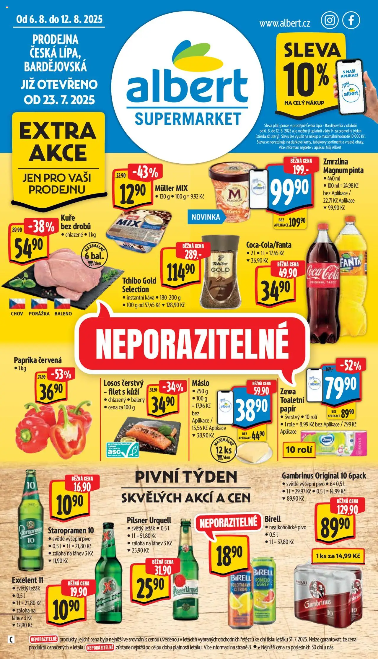 Albert leták - Supermarket - Česká Lípa od 06.08.2025 | Strana: 1 | Produkty: Birell, Káva, Tchibo, Excelent 11