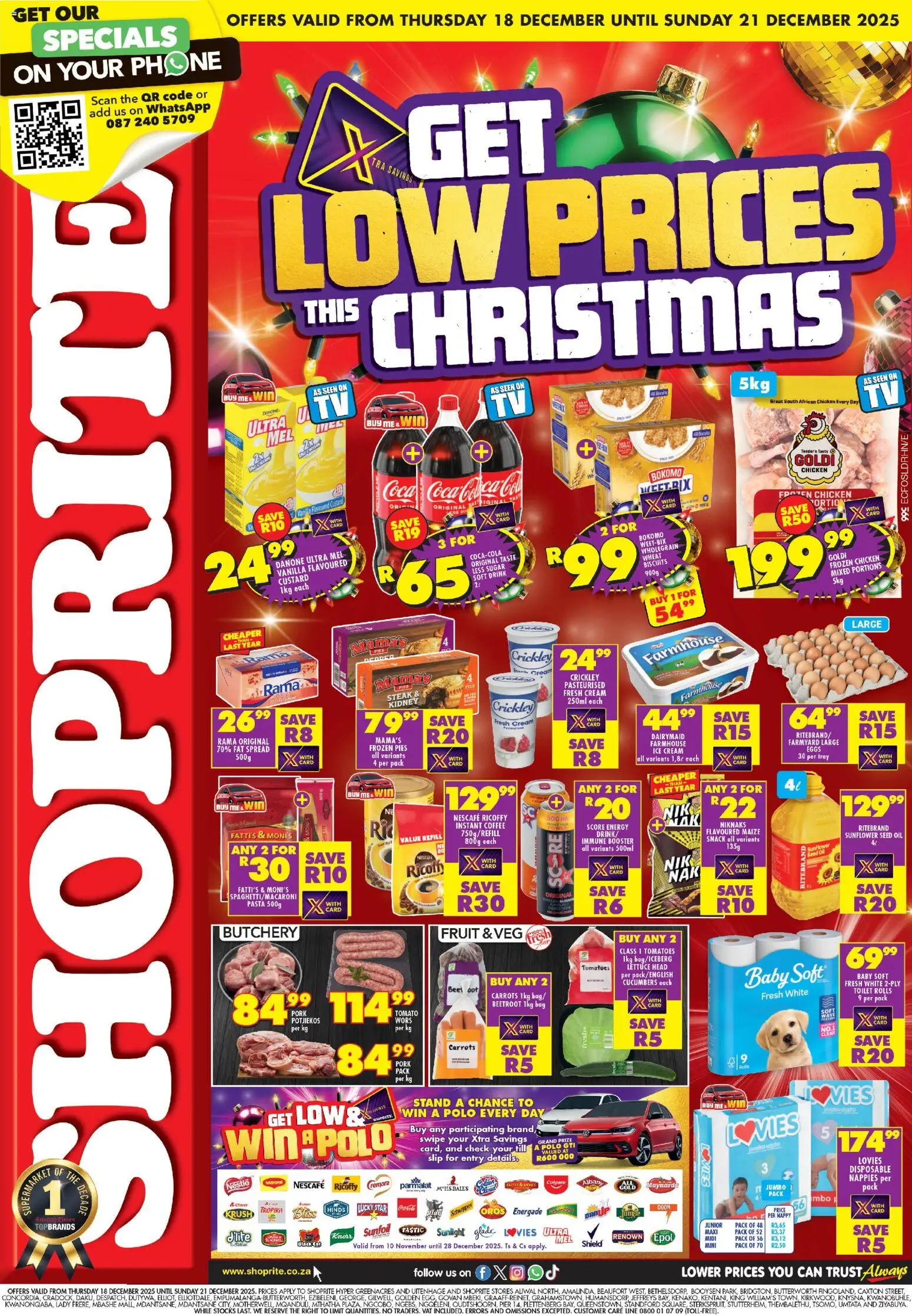 New Shoprite catalogue – valid from 18.12.2025 | Page: 1 | Products: Pasta, Ice cream, Lettuce, Estuche organizador de viaje
