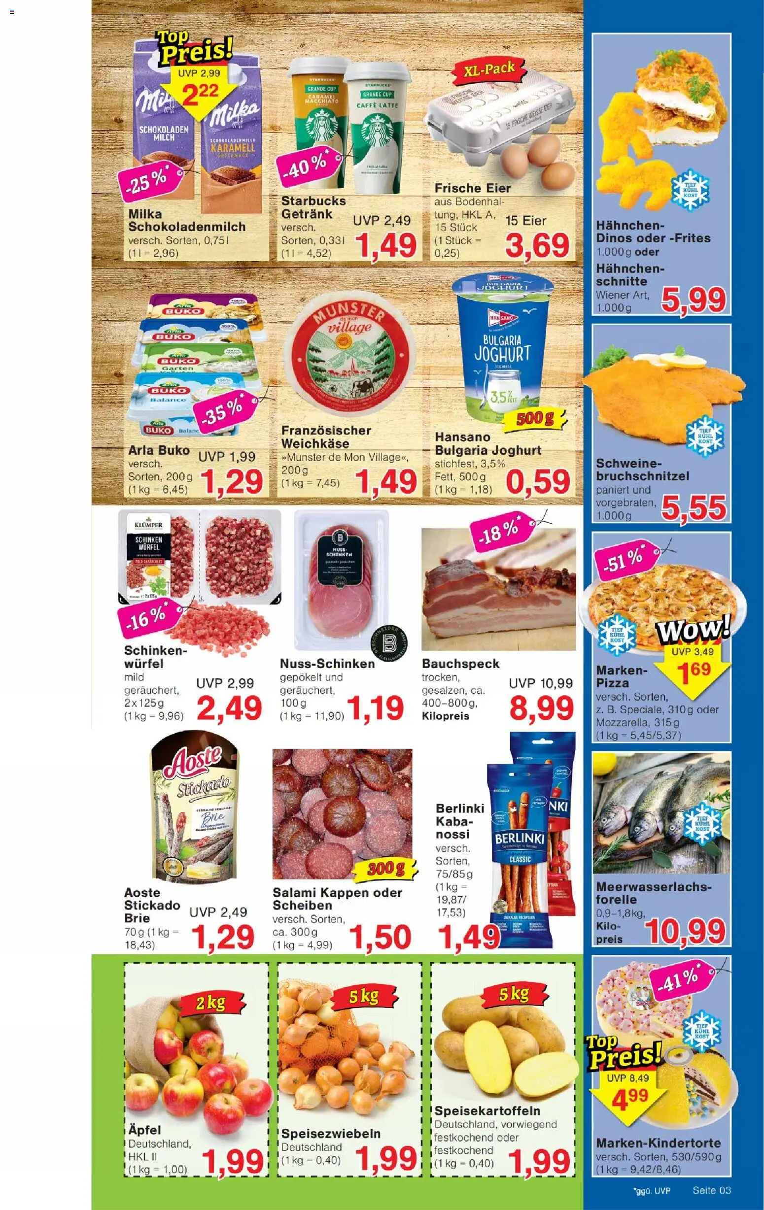 Wiglo Wunderland Prospekt – gültig ab 13.04.2026 | Seite: 3 | Produkte: Äpfel, Milka, Salami, Schinken