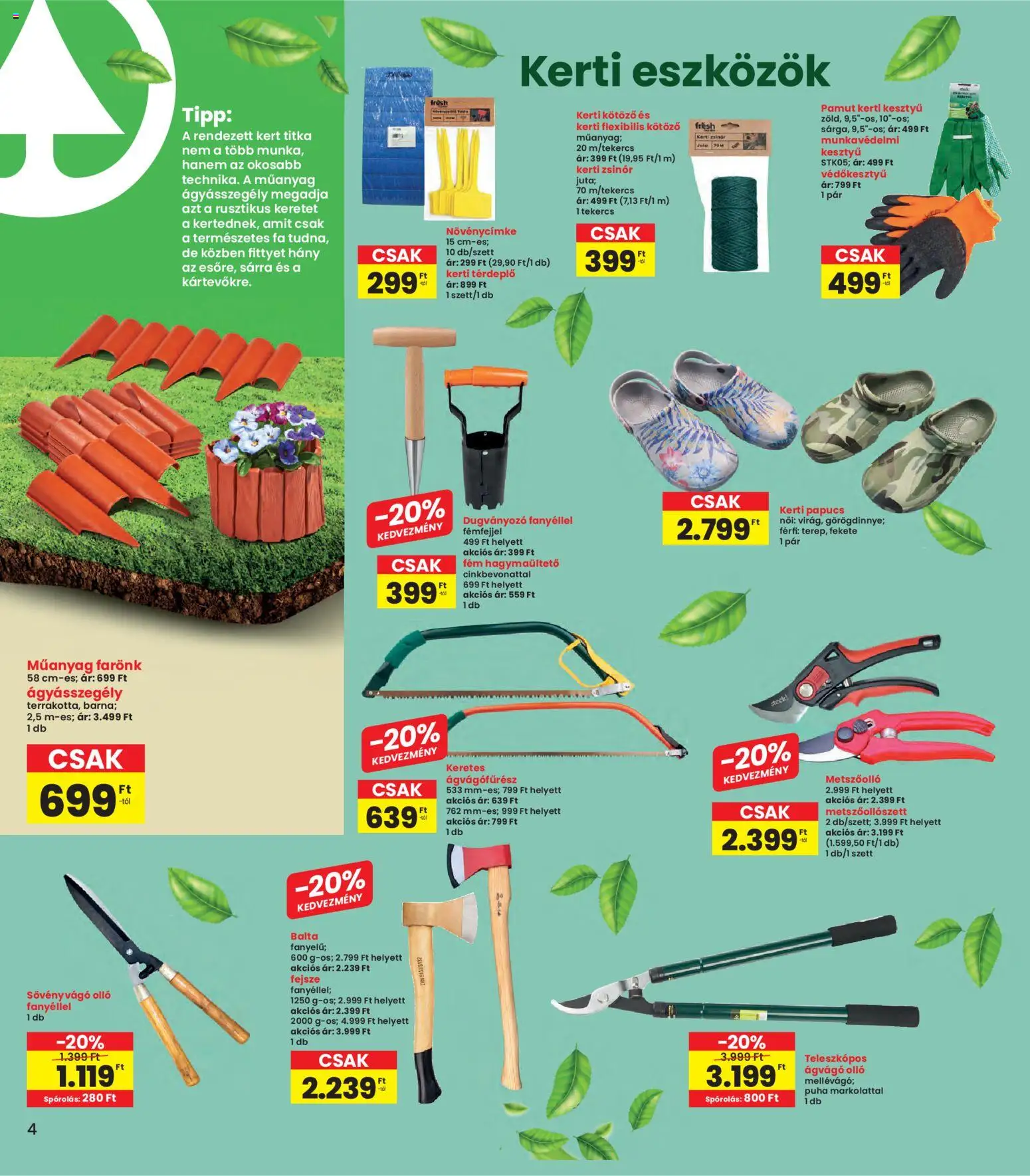 Interspar akciós ujság - amely érvényes a következő dátumtól: 12.03.2026 | Oldal: 4 | Termékek: Ágyásszegély, Sövényvágó, Metszőolló, Ágvágó