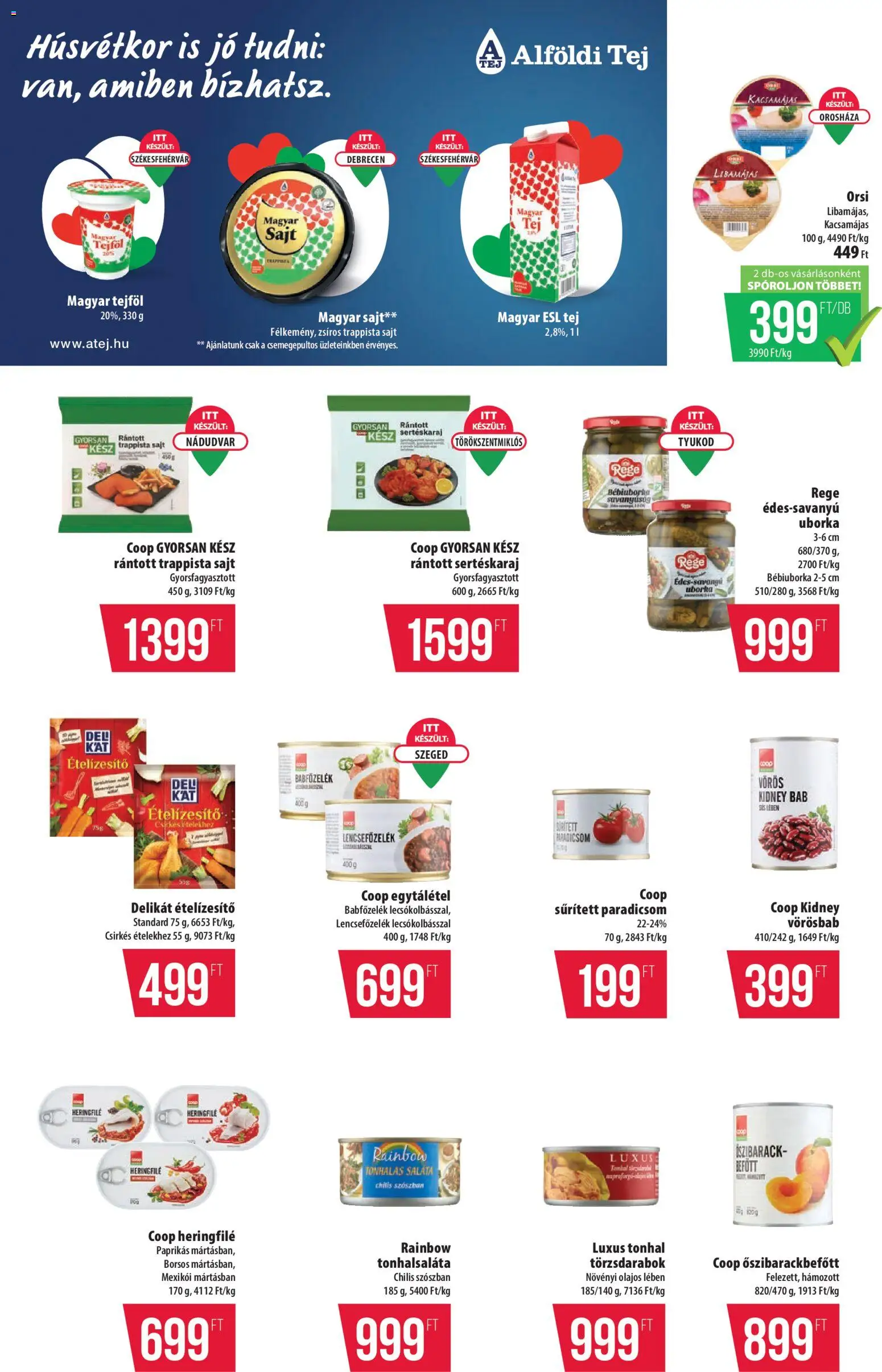 COOP akciós ujság - amely érvényes a következő dátumtól: 02.04.2026 | Oldal: 5 | Termékek: Őszibarack, Sűrített paradicsom, Ételízesítő, Saláta