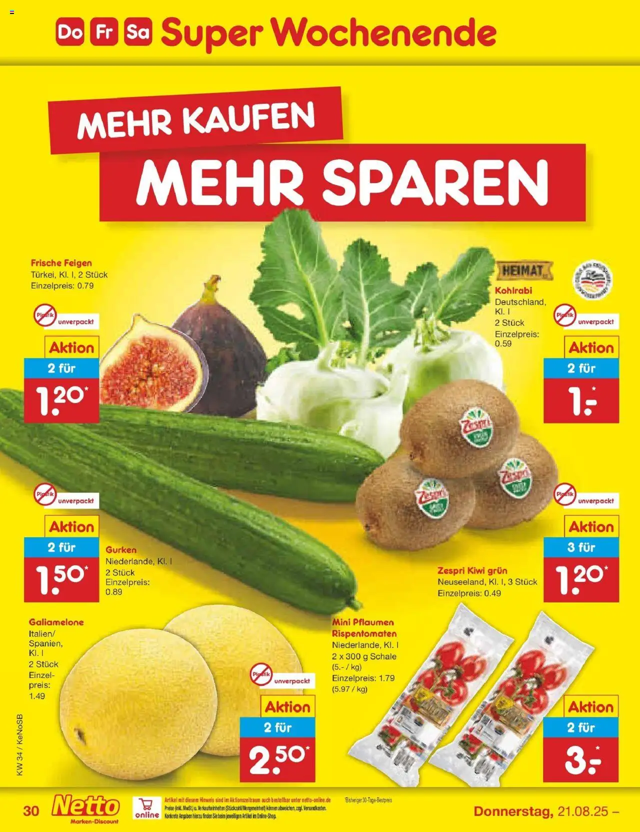 Netto Marken-Discount prospekt Bonn	 - gültig ab dem 18.08.2025 | Seite: 54 | Produkte: Pflaumen, Kohlrabi, Kiwi, Gurken