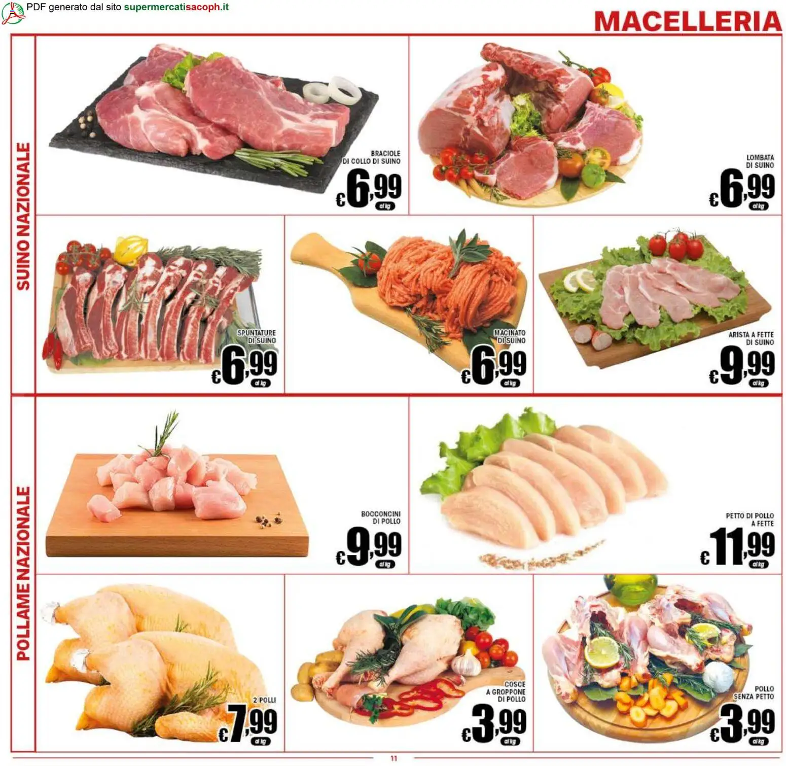 Volantino Sacoph del 17.04.2026 | Pagina: 11 | Prodotti: Petto di Pollo, Pollo, Suino, Macinato