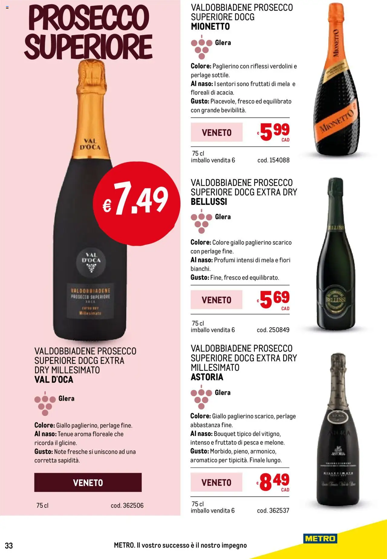 Volantino Metro del 25.09.2025 | Pagina: 33 | Prodotti: Prosecco, Pesca