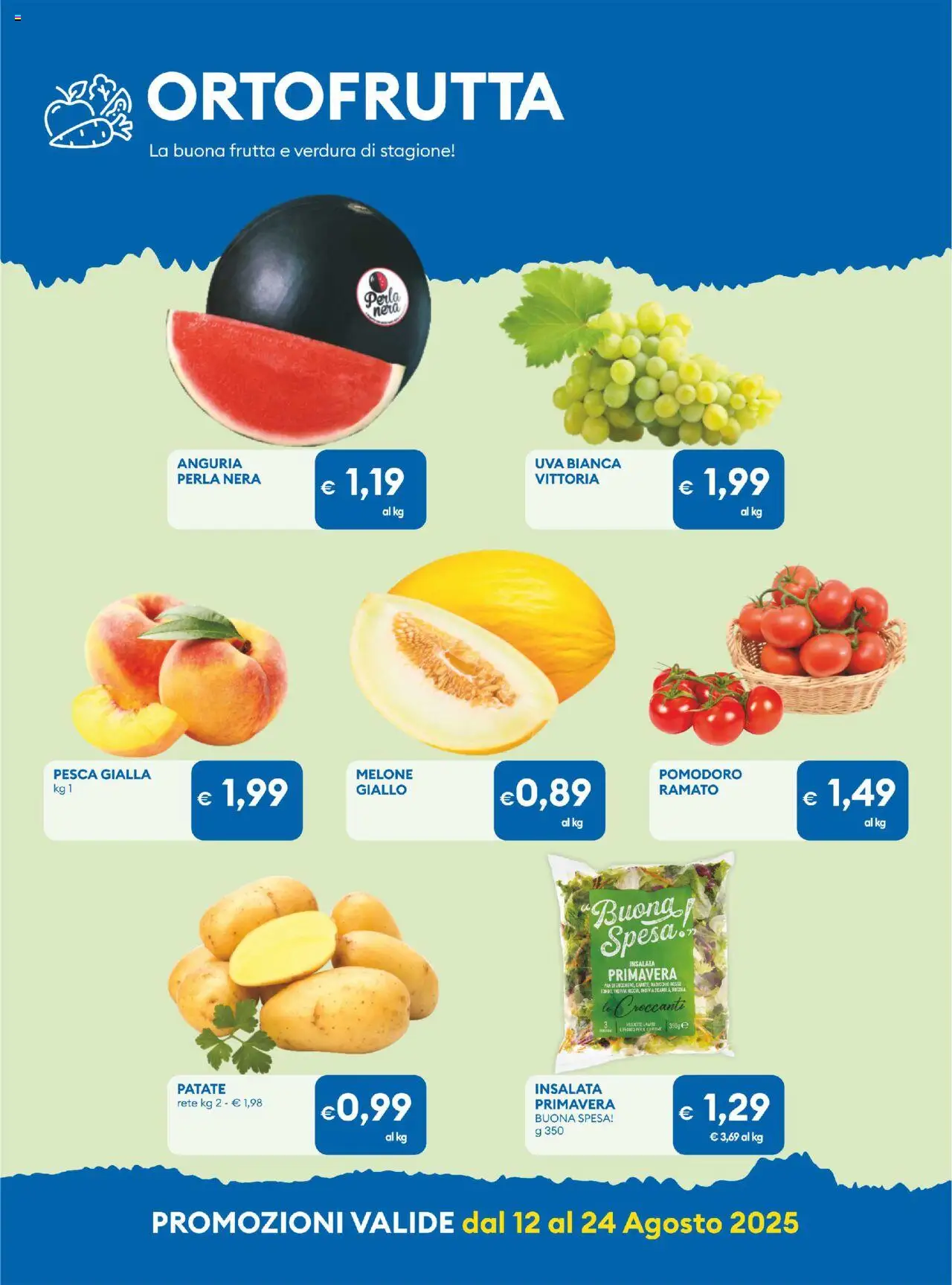 Volantino MD Discount del 12.08.2025 | Pagina: 12 | Prodotti: Pomodoro, Anguria, Uva, Melone