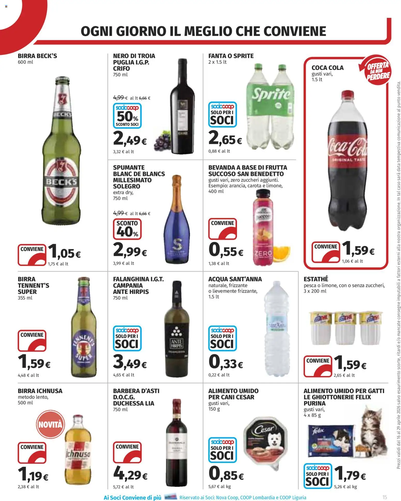 Volantino COOP del 16.04.2026 | Pagina: 15 | Prodotti: Carota, Acqua, Spumante, Coca Cola
