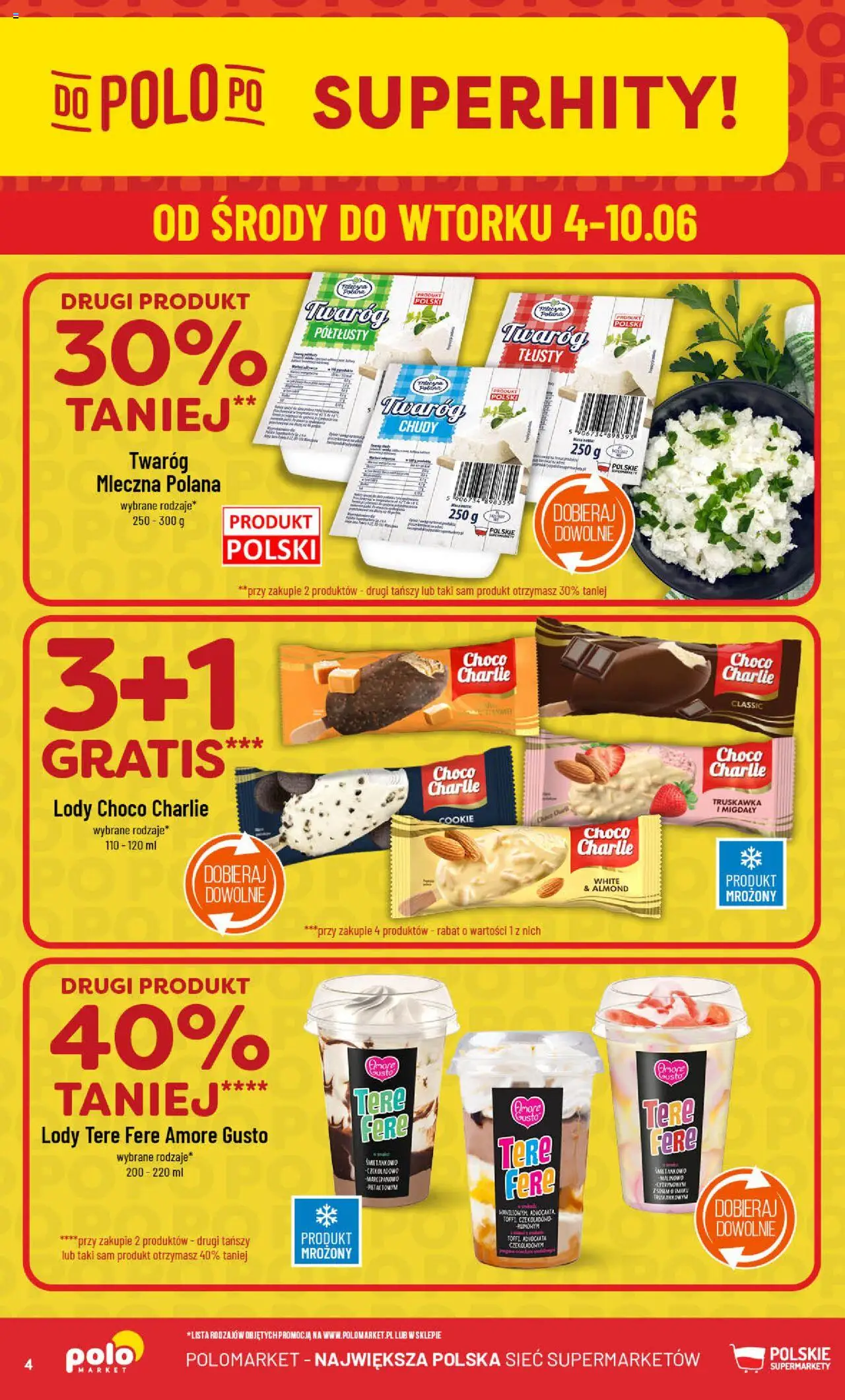 POLOmarket Gazetka od 04.06.2025 | Strona: 4 | Produkty: Twaróg chudy, Twaróg, Lody