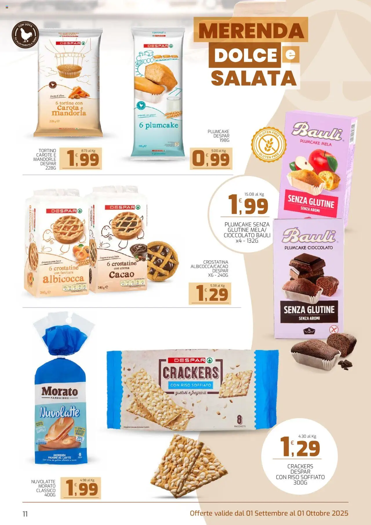 Volantino Interspar del 05.09.2025 | Pagina: 11 | Prodotti: Crema, Riso, Carote, Plumcake