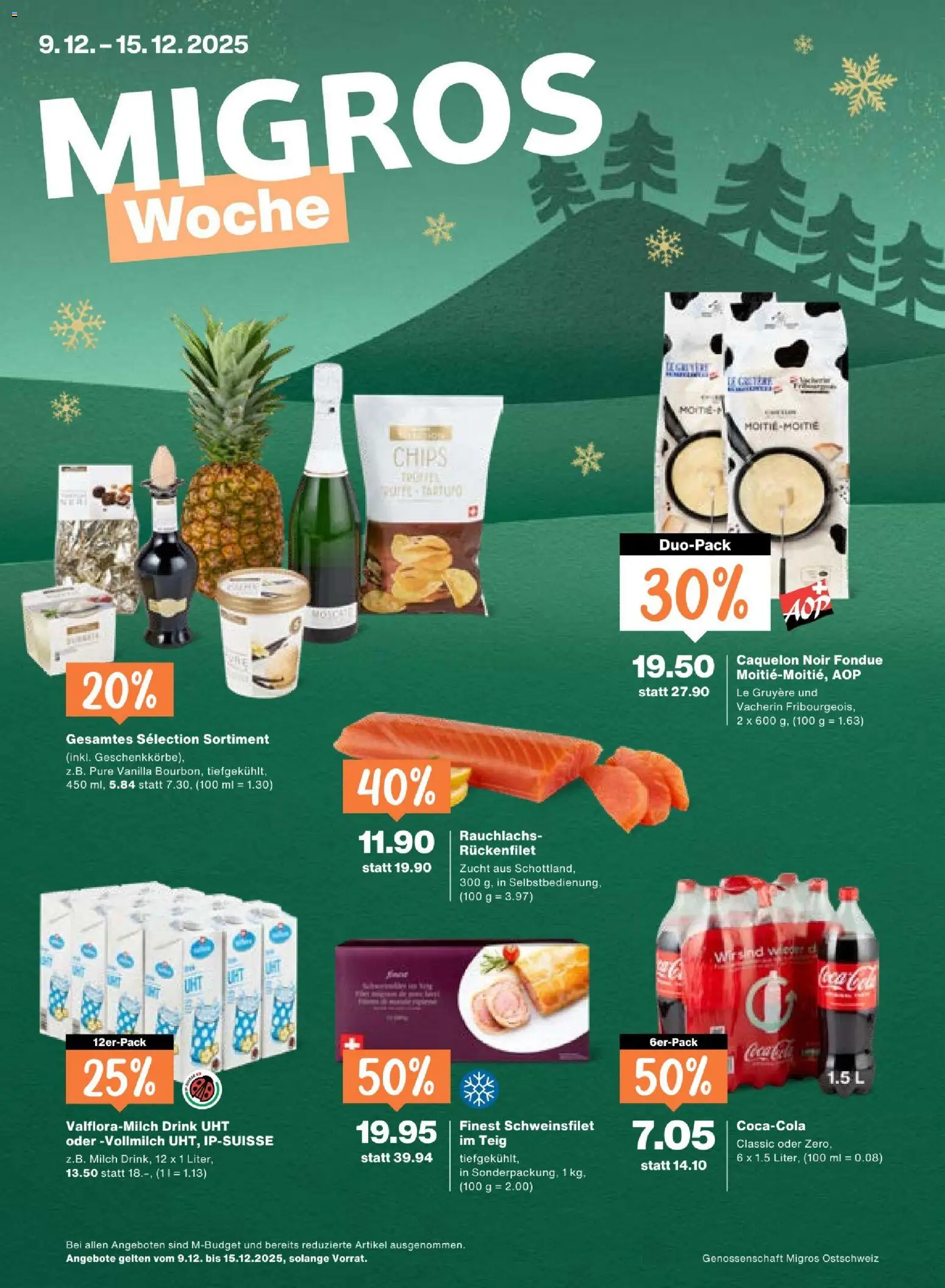 Migros Aktionen – gültig ab 09.12.2025 | Seite: 1 | Produkte: Coca Cola, Milch, Chips, Fondue
