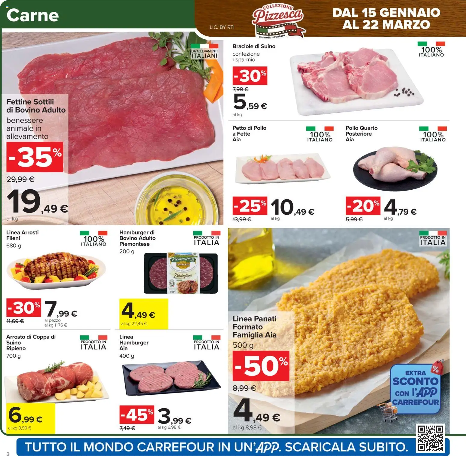 Volantino Carrefour del 27.01.2026 | Pagina: 2 | Prodotti: Bovino, Petto di Pollo, Arrosto, Hamburger