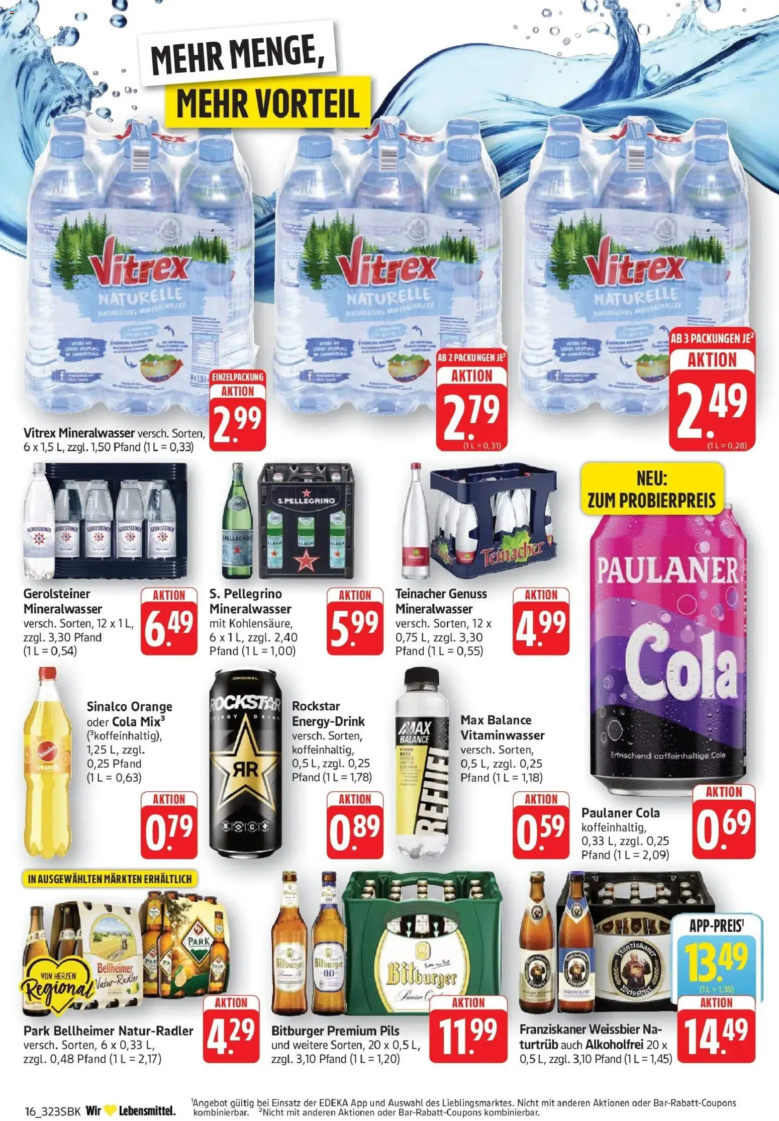Edeka prospekt Pirmasens	 – gültig ab 09.03.2026 | Seite: 16 | Produkte: Sinalco, Bitburger, Weißbier, Gerolsteiner
