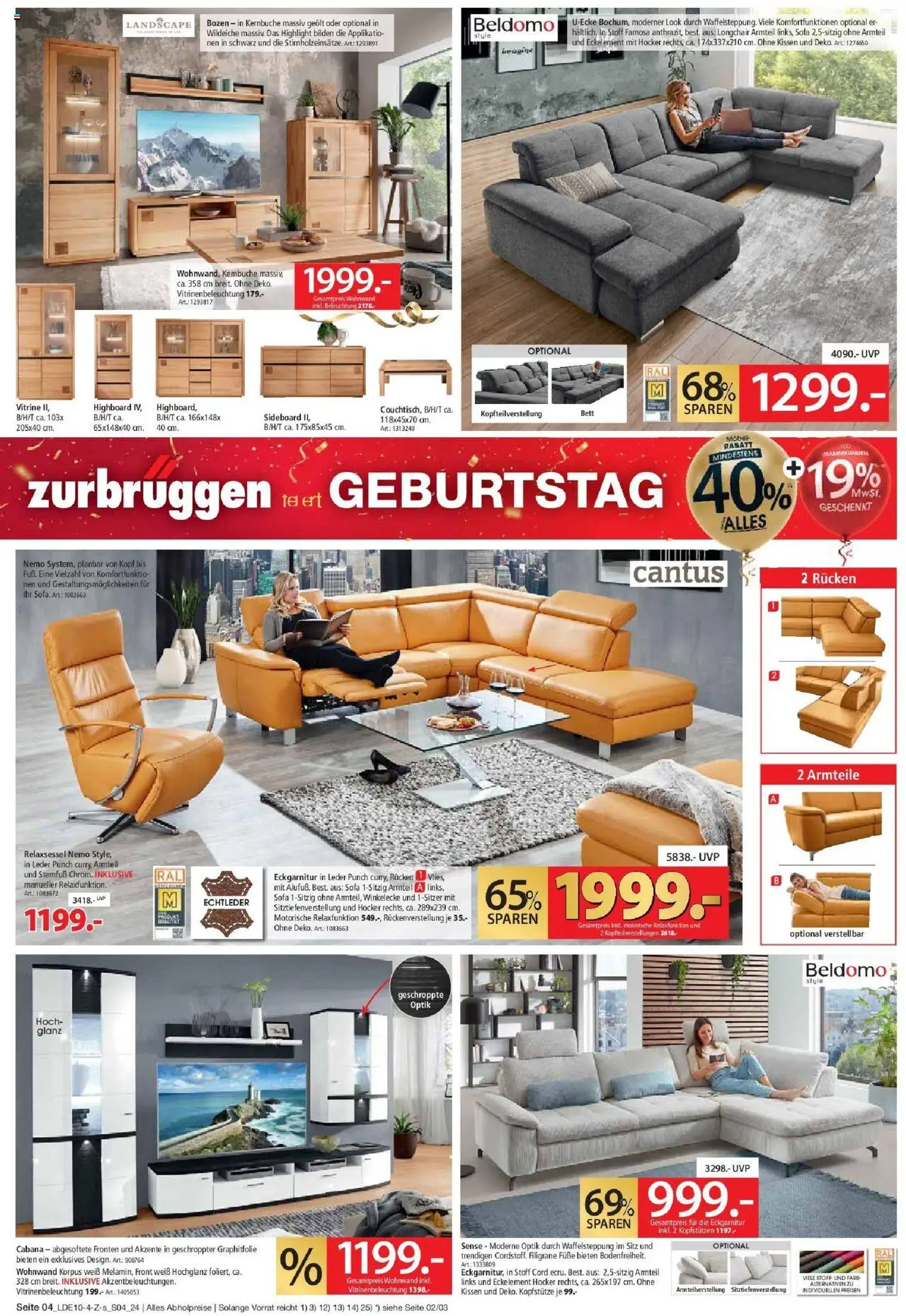 Zurbrüggen - Zurbrüggen: Geburtstag – gültig ab 17.10.2025 | Seite: 4 | Produkte: Sideboard, Hocker, HIghboard, Vitrine