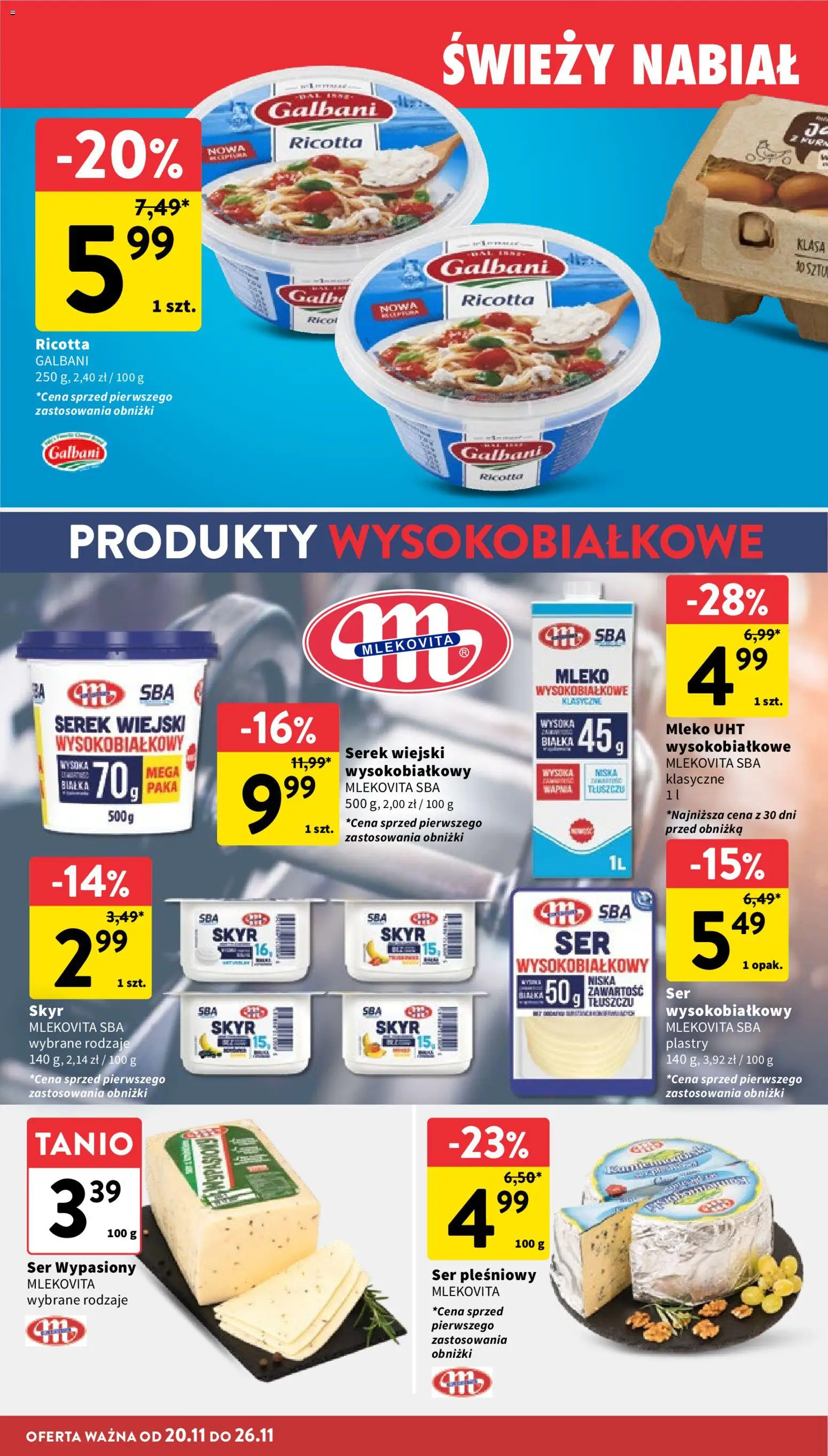 Intermarche Gazetka od 20.11.2025 | Strona: 26 | Produkty: Ser pleśniowy, Serek wiejski, Mleko, Ser