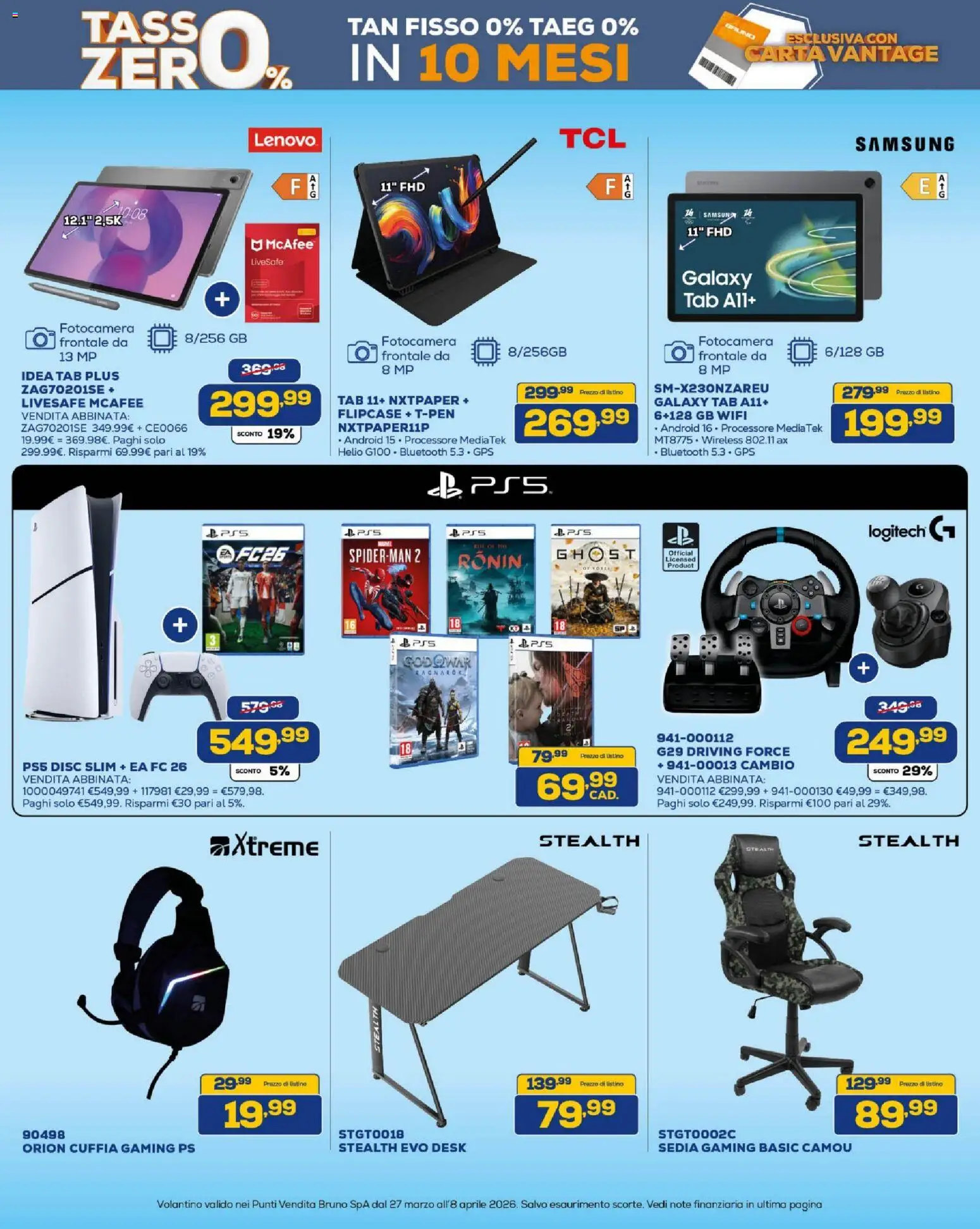 Volantino BRUNO del 27.03.2026 | Pagina: 7 | Prodotti: The, Fotocamera, Sedia, Samsung
