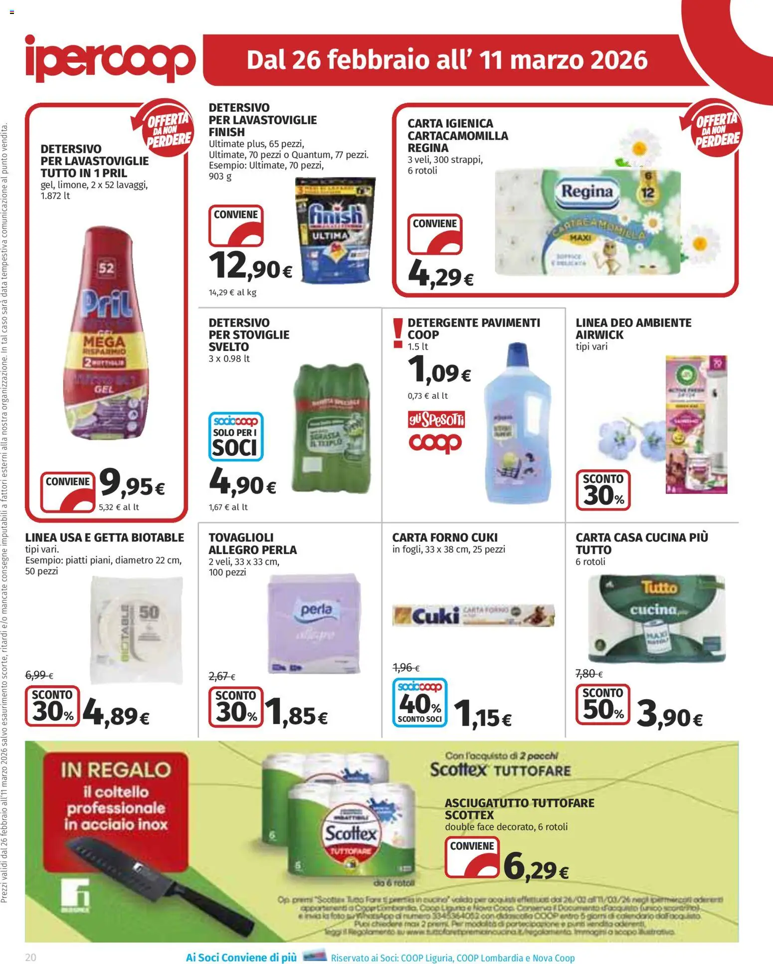Volantino Ipercoop del 26.02.2026 | Pagina: 20 | Prodotti: Detergente, Data, Forno, Asciugatutto