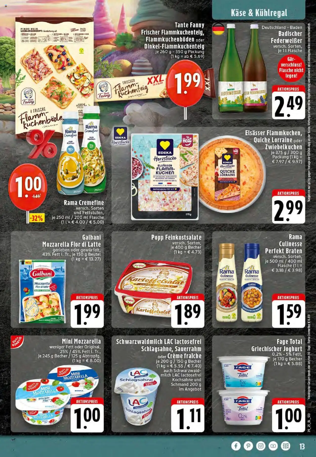 Edeka prospekt Dortmund-Eving	 – gültig ab 21.09.2025 | Seite: 13 | Produkte: Milch, Creme, Pizza, Sauerrahm