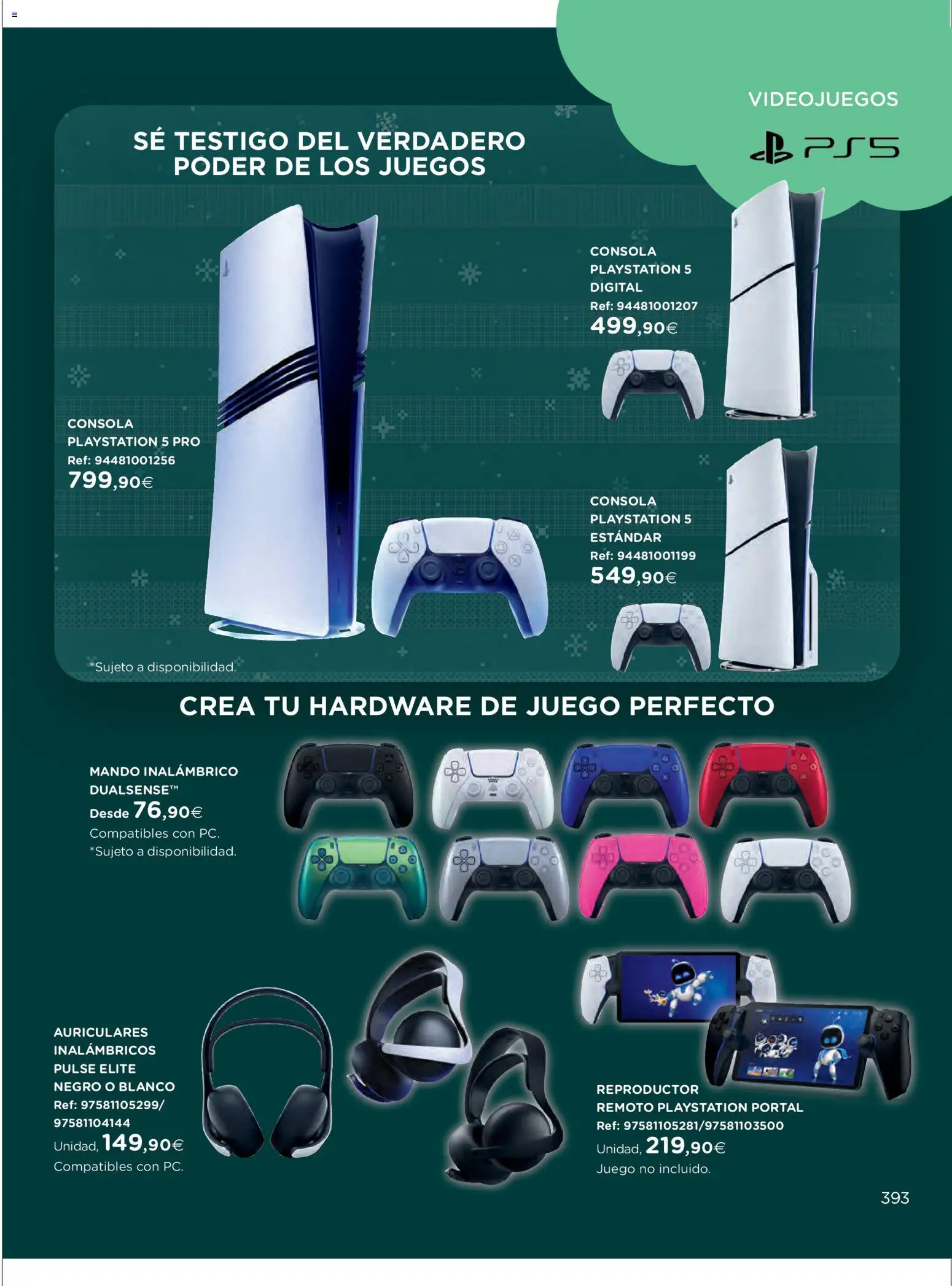 El Corte Inglés ofertas │ válido desde el 27.10.2025 | Página: 393 | Productos: Consola, Auriculares, Playstation