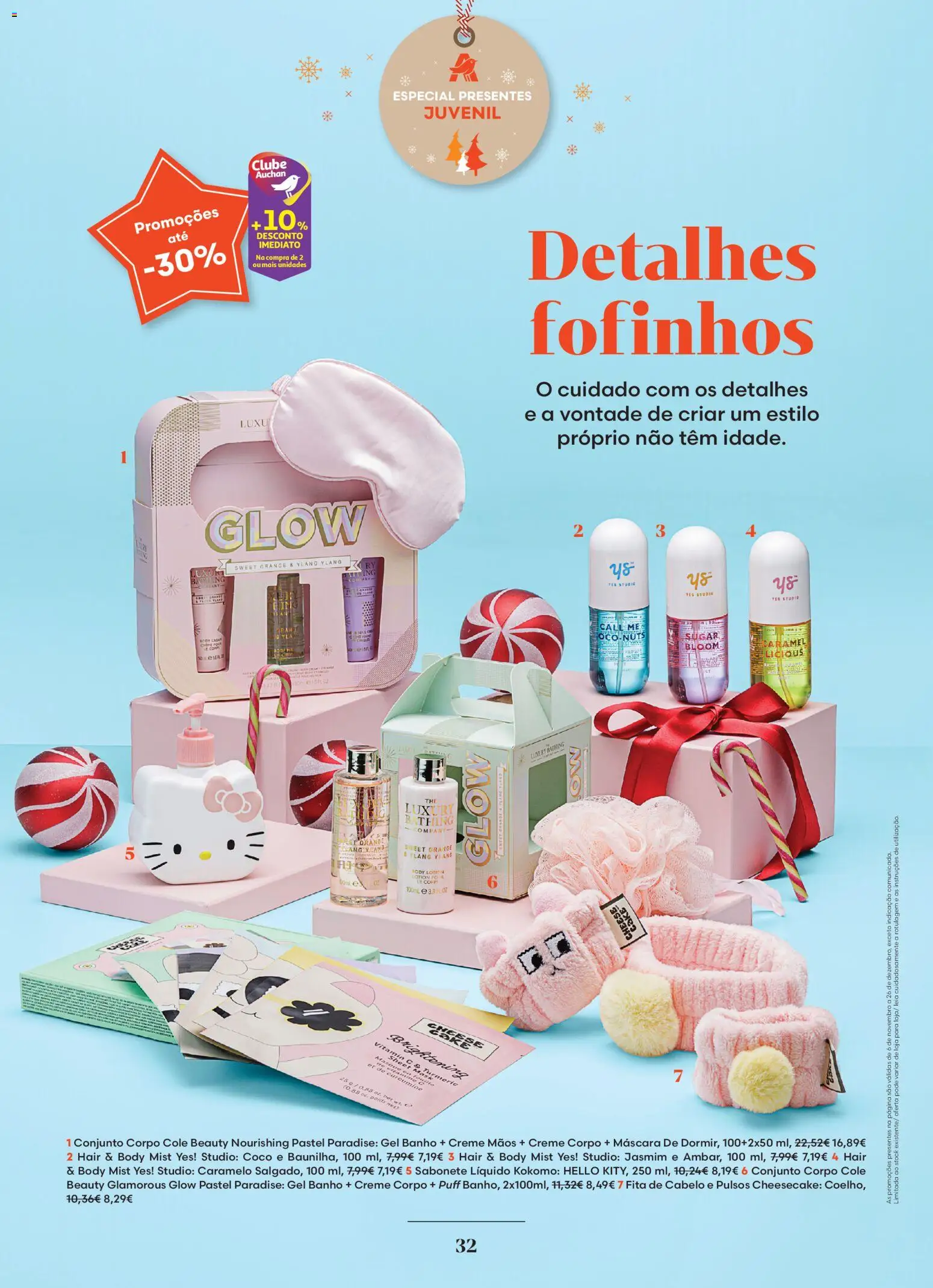 Auchan - Vem aí o Natal │ válido de 06.11.2025 | Página: 32 | Produtos: Puff, Sabonete líquido, Sabonete, Banho