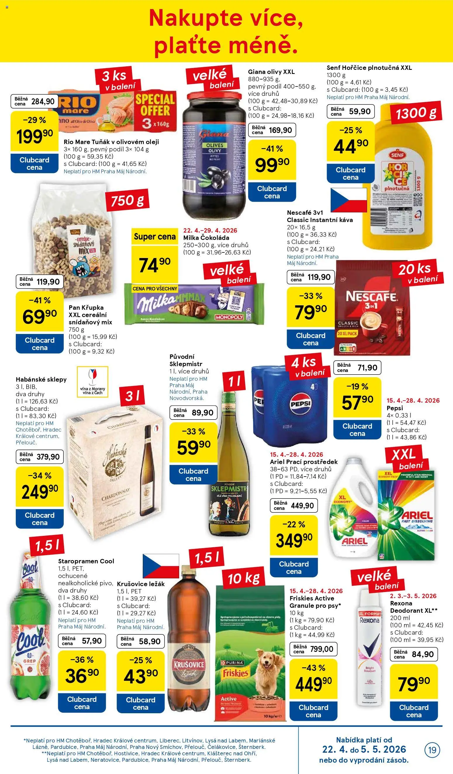 Tesco leták - Hypermarket od 22.04.2026 | Strana: 19 | Produkty: Káva, Grep, Hořčice, Olivy