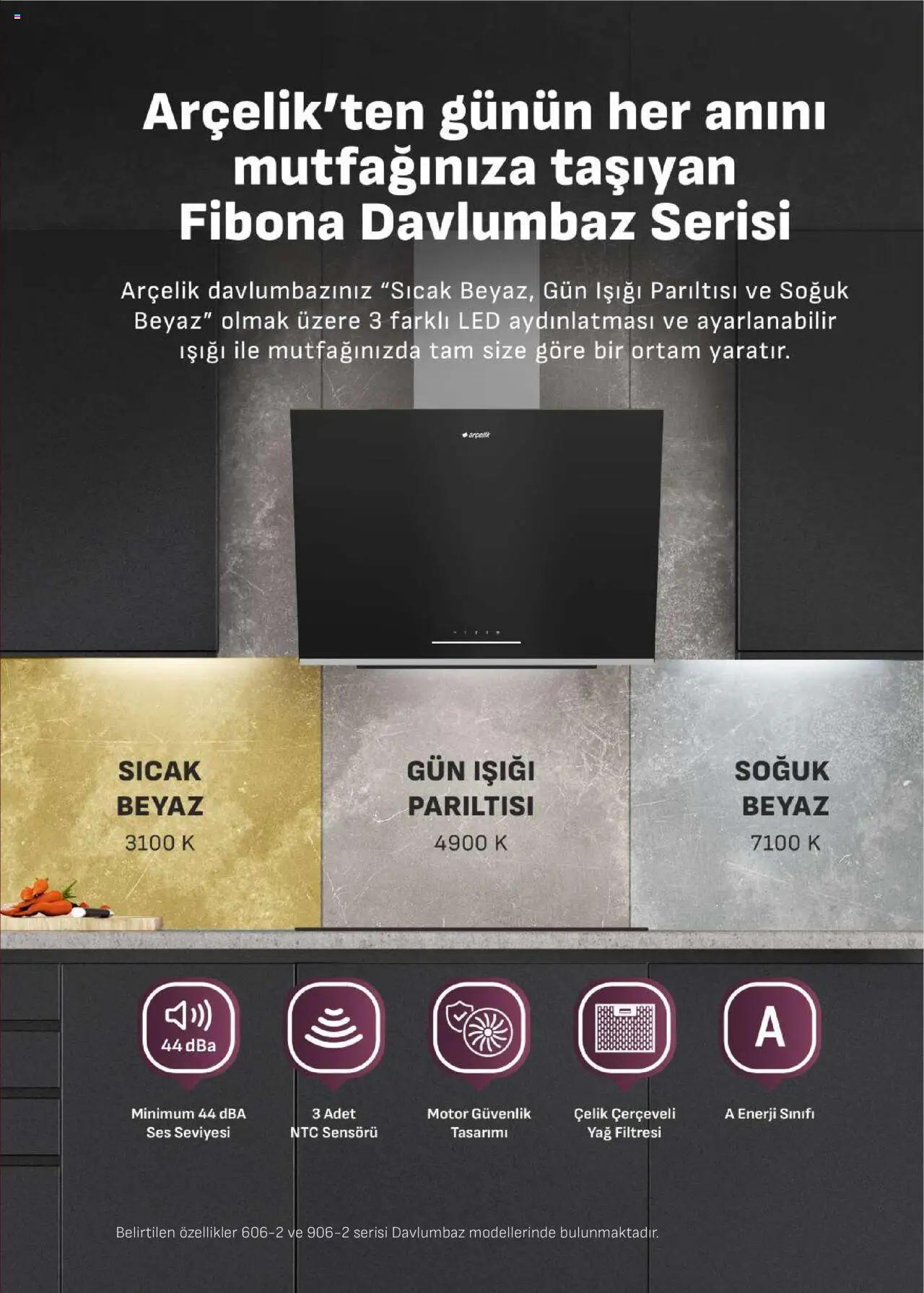 Arçelik Ankastre Kataloğu - 16.10.2025 tarihinden itibaren geçerlidir | Sayfa: 34 | Ürünler: Davlumbaz, Yağ, Ses