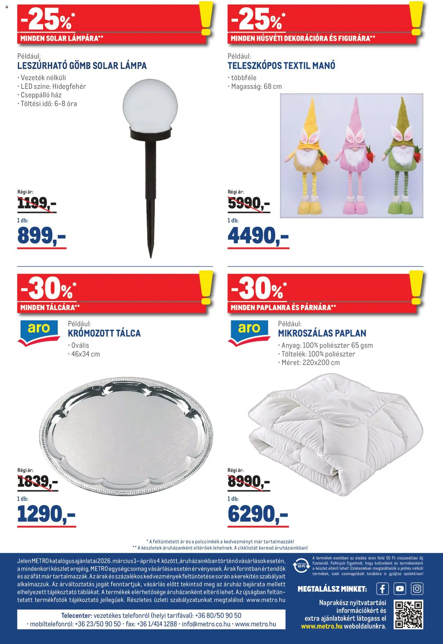 Metro akciós ujság - amely érvényes a következő dátumtól: 01.03.2026 | Oldal: 42 | Termékek: Paplan, Lámpa, Óra