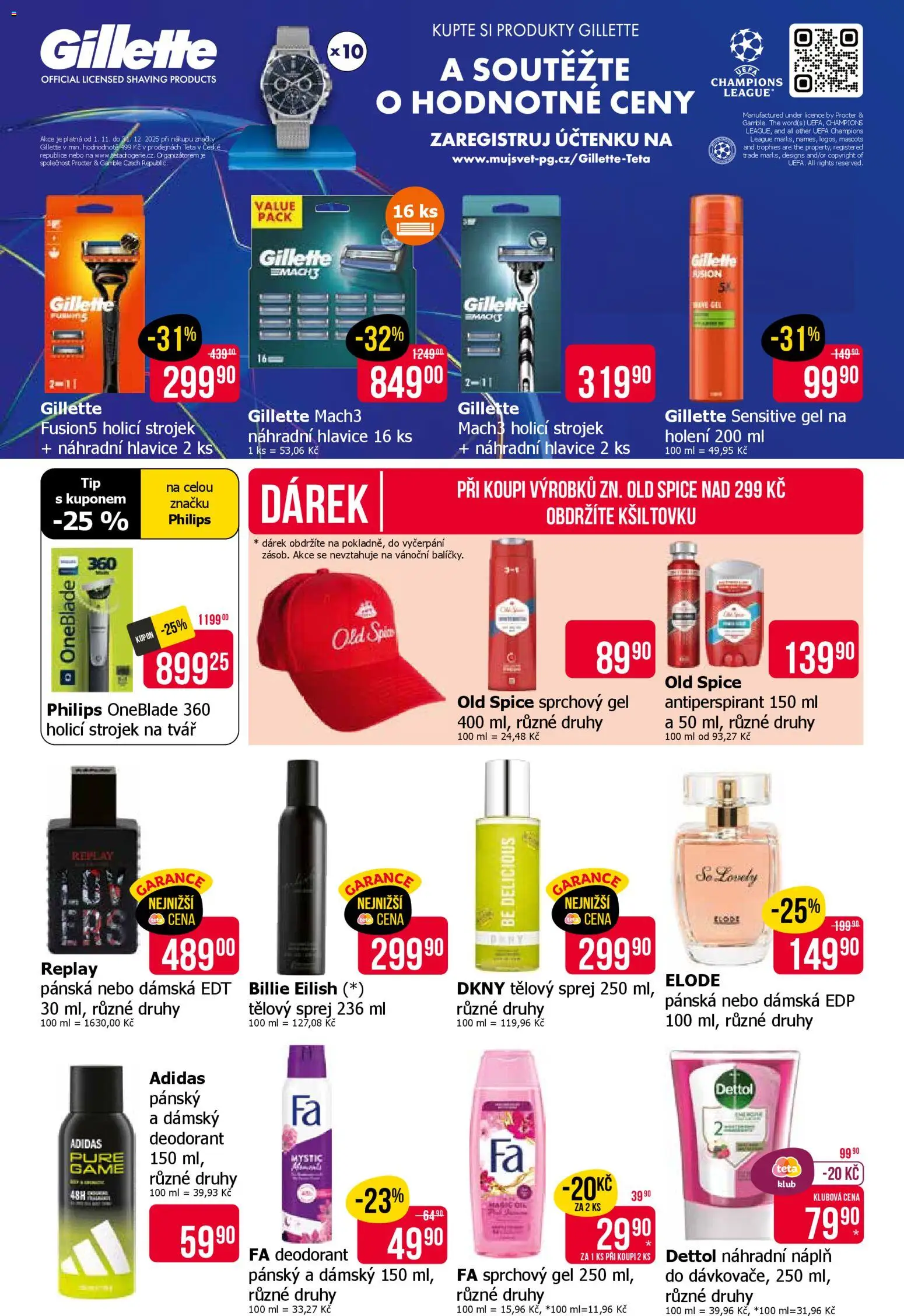 TETA Drogerie leták od 06.11.2025 | Strana: 11 | Produkty: Antiperspirant, Holicí strojek, Gillette Mach3, Philips oneblade