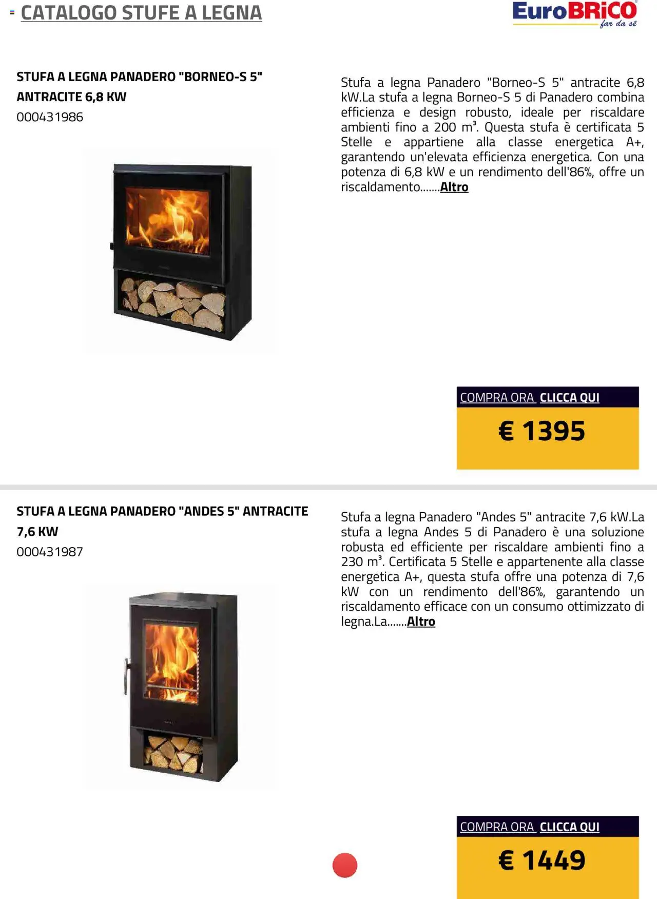 Volantino Eurobrico del 23.07.2025 | Pagina: 31 | Prodotti: Stufa a legna, Stufa