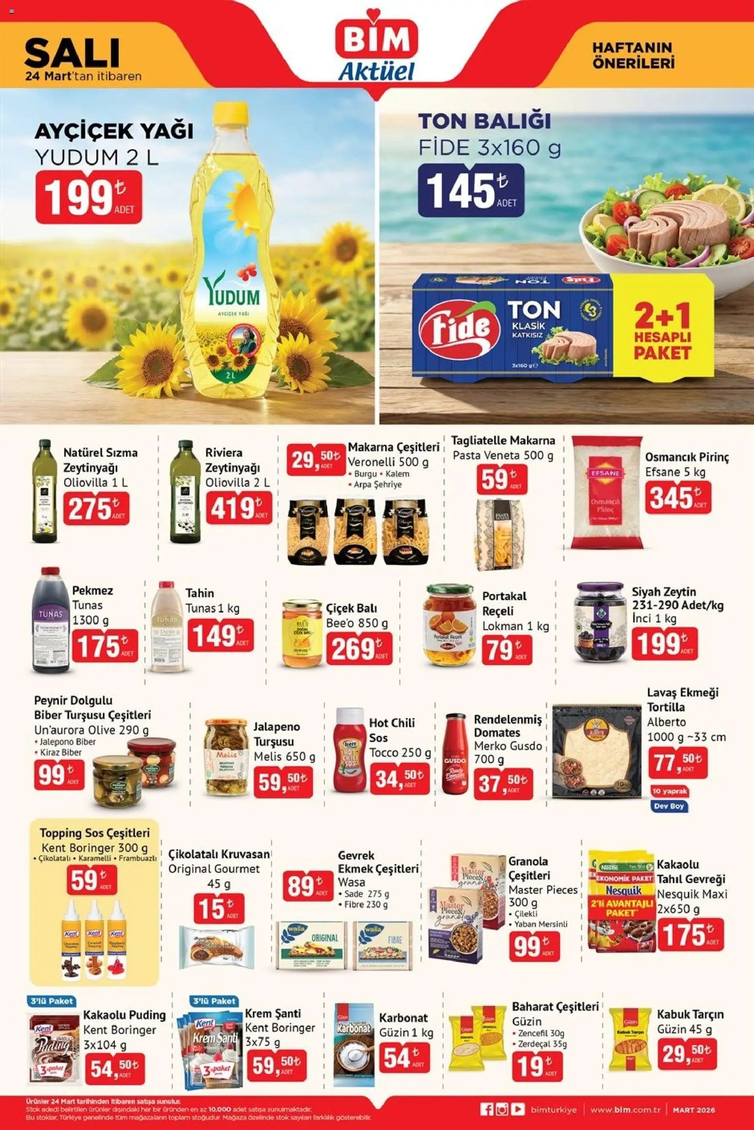 BİM Katalog - 24.03.2026 tarihinden itibaren geçerlidir | Sayfa: 3 | Ürünler: Domates, Kabuk Tarçın, Sos, Ton balığı