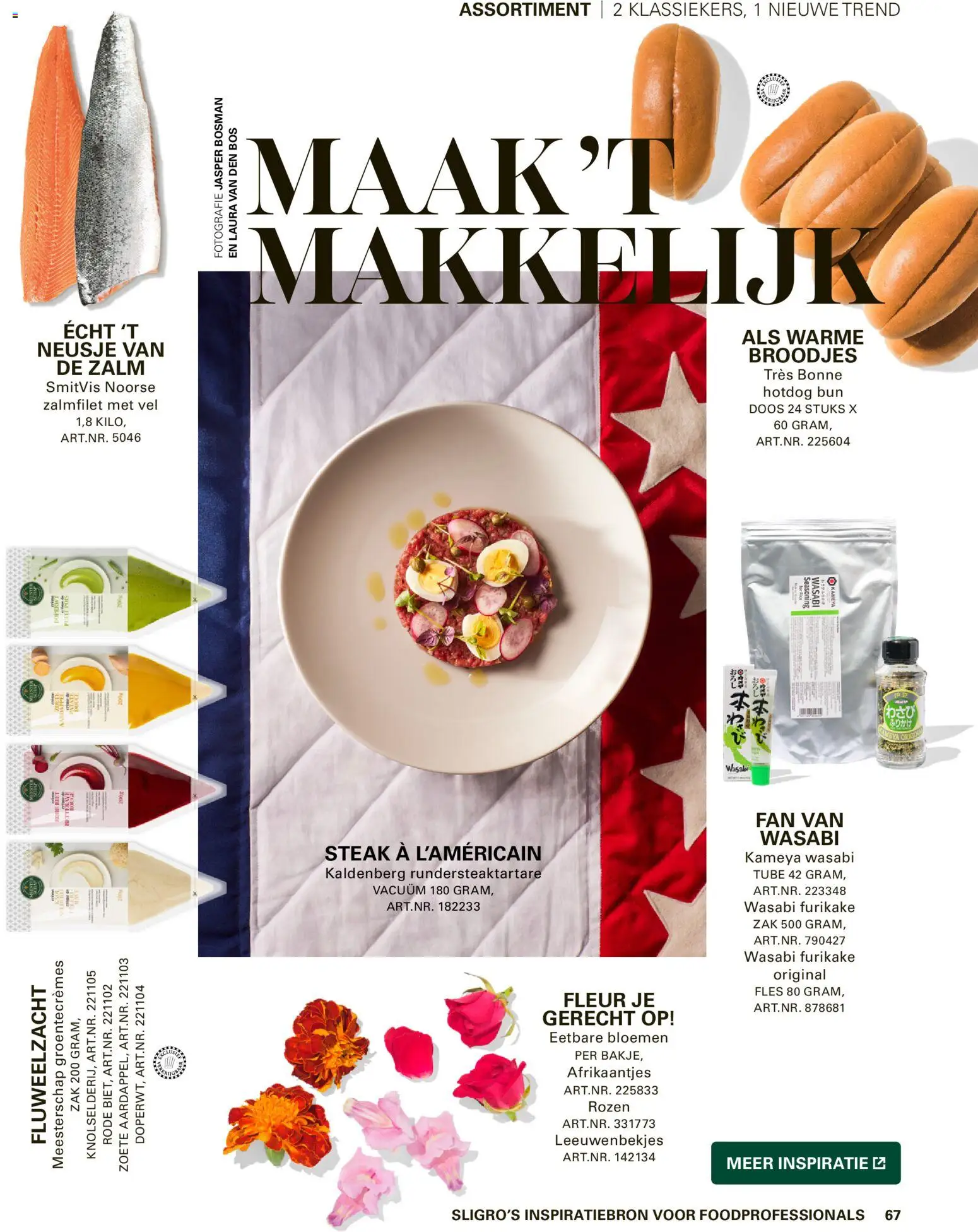 {H1} | Pagina: 67 | Producten: Steak, Zalm, Dobozos sör, Broodjes